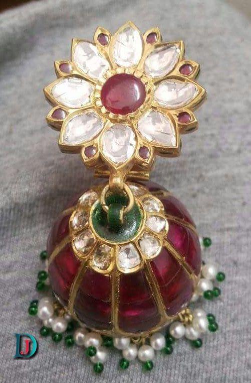 New and Latest Design of Rajasthani Desi gold kundan kaan-jhoomariya 