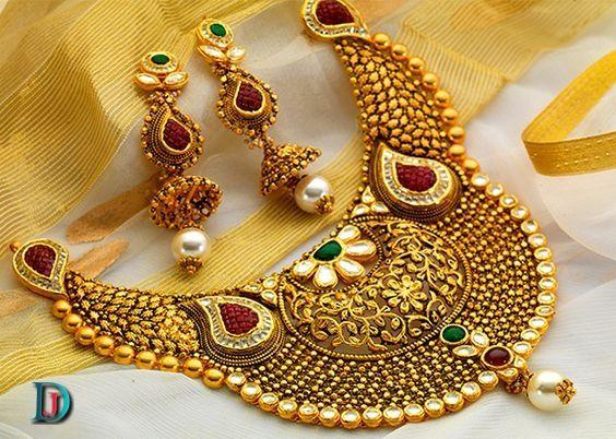 New and Latest Design of Rajasthani Desi gold kundan Necklace 