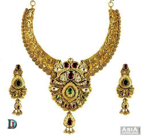 New and Latest Design of Rajasthani Desi gold kundan Necklace 