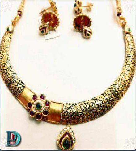 New and Latest Design of Rajasthani Desi gold kundan Necklace 