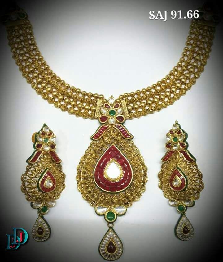 New and Latest Design of Rajasthani Desi gold kundan Necklace 