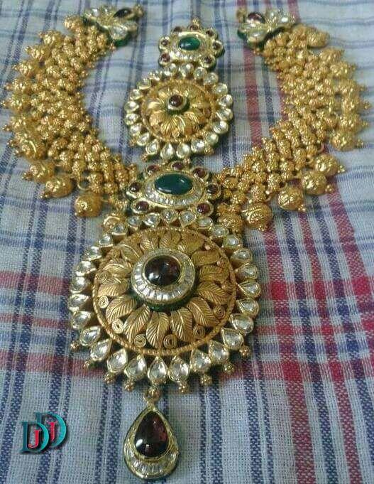 New and Latest Design of Rajasthani Desi gold kundan Necklace 