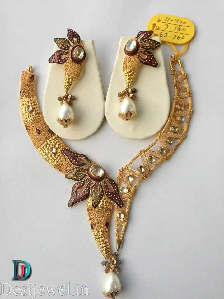 New and Latest Design of Rajasthani Desi gold kundan Necklace 