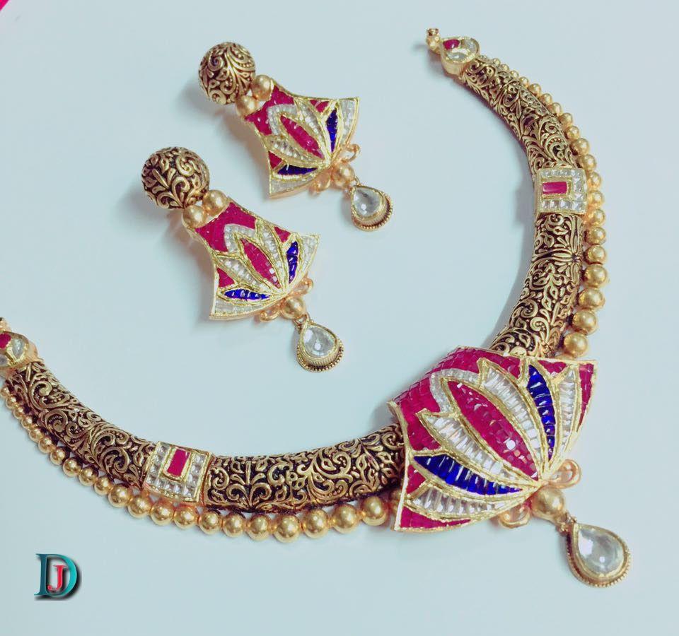 New and Latest Design of Rajasthani Desi gold kundan Necklace 