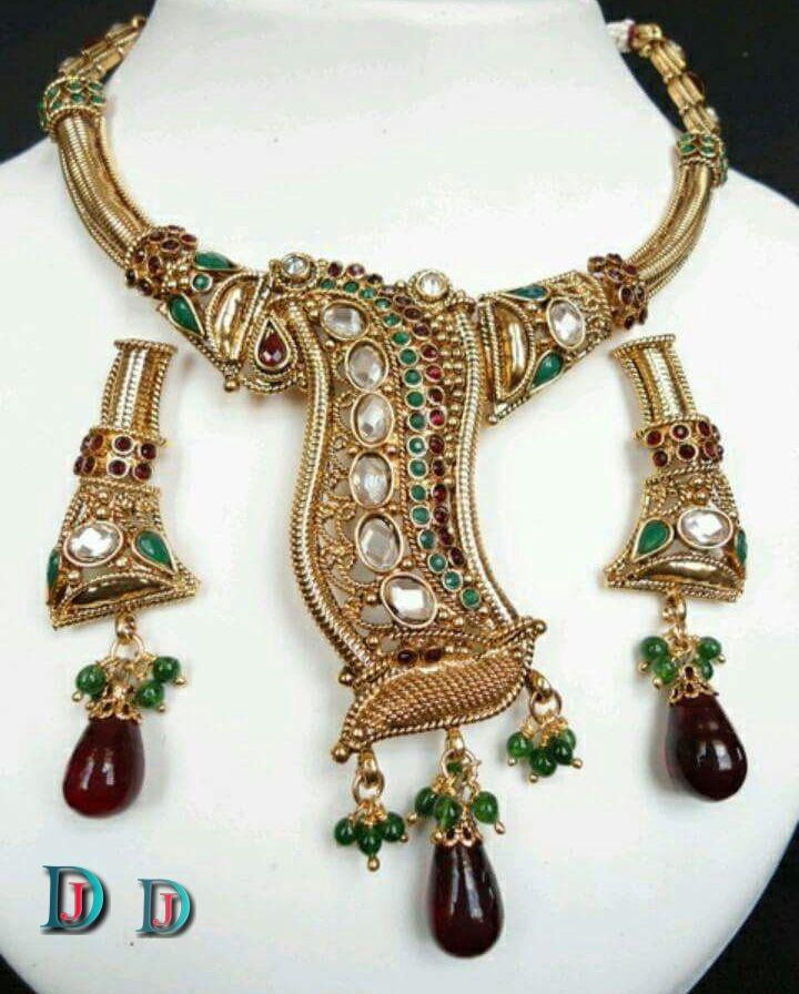 New and Latest Design of Rajasthani Desi gold kundan Necklace 