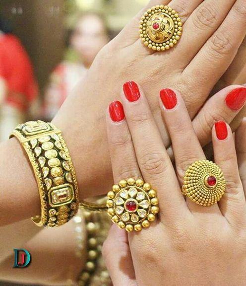 New and Latest Design of Rajasthani Desi gold kundan Ladies-Ring 
