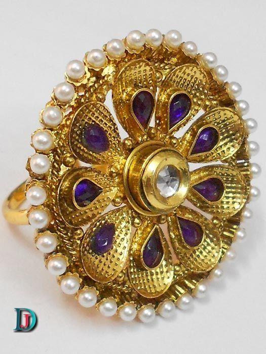 New and Latest Design of Rajasthani Desi gold kundan Ladies-Ring 