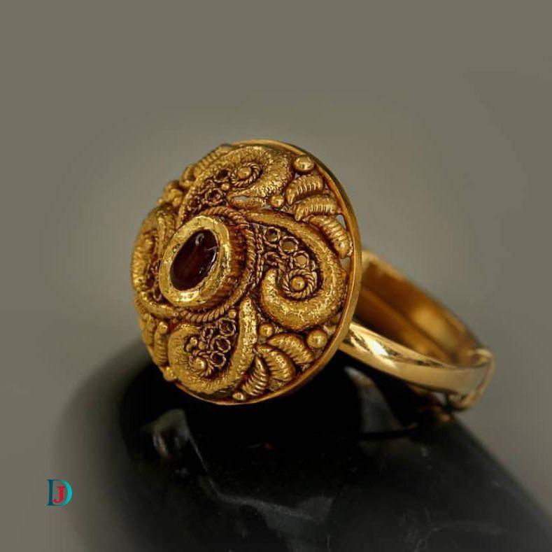 New and Latest Design of Desi Indian Rajasthani Gold Ladies-Ring 