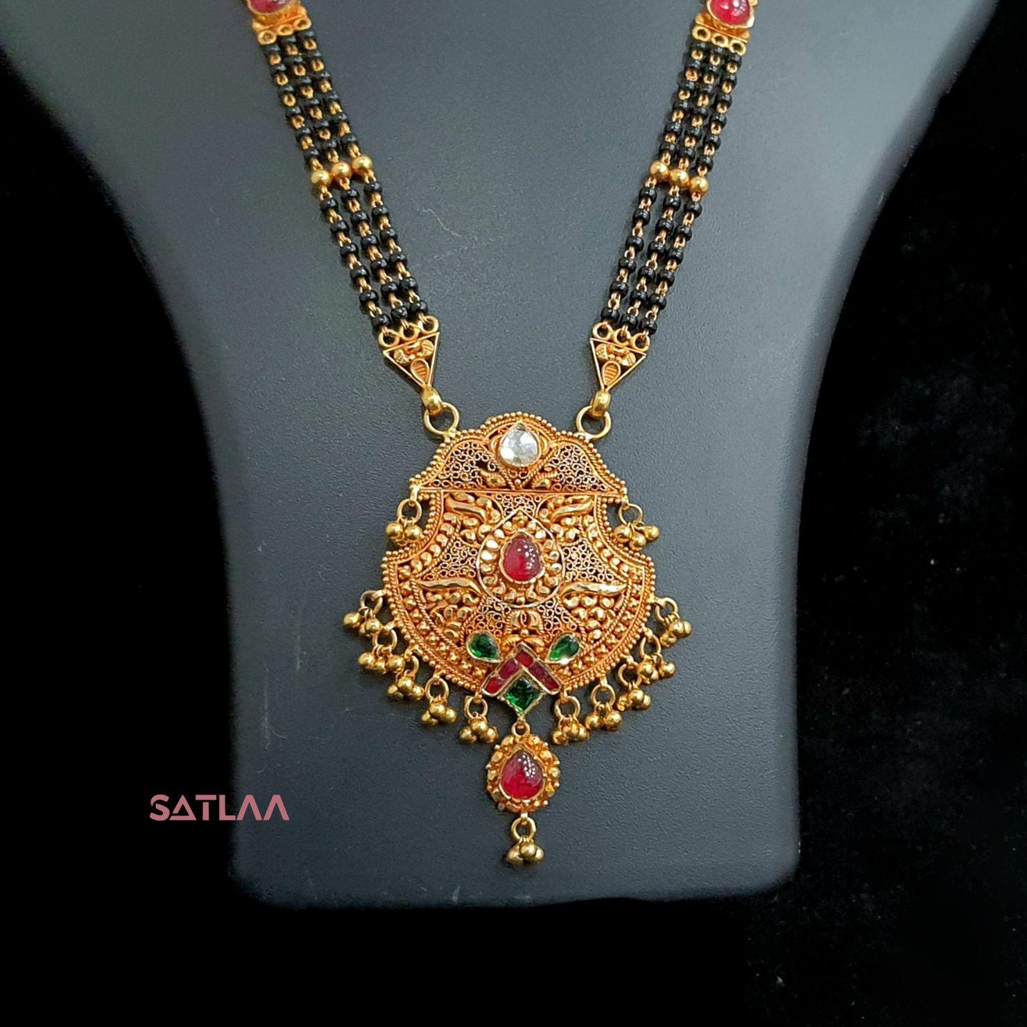 New and Latest Design of Satlaa Desi Indian Rajasthani Gold Mangalsutra 