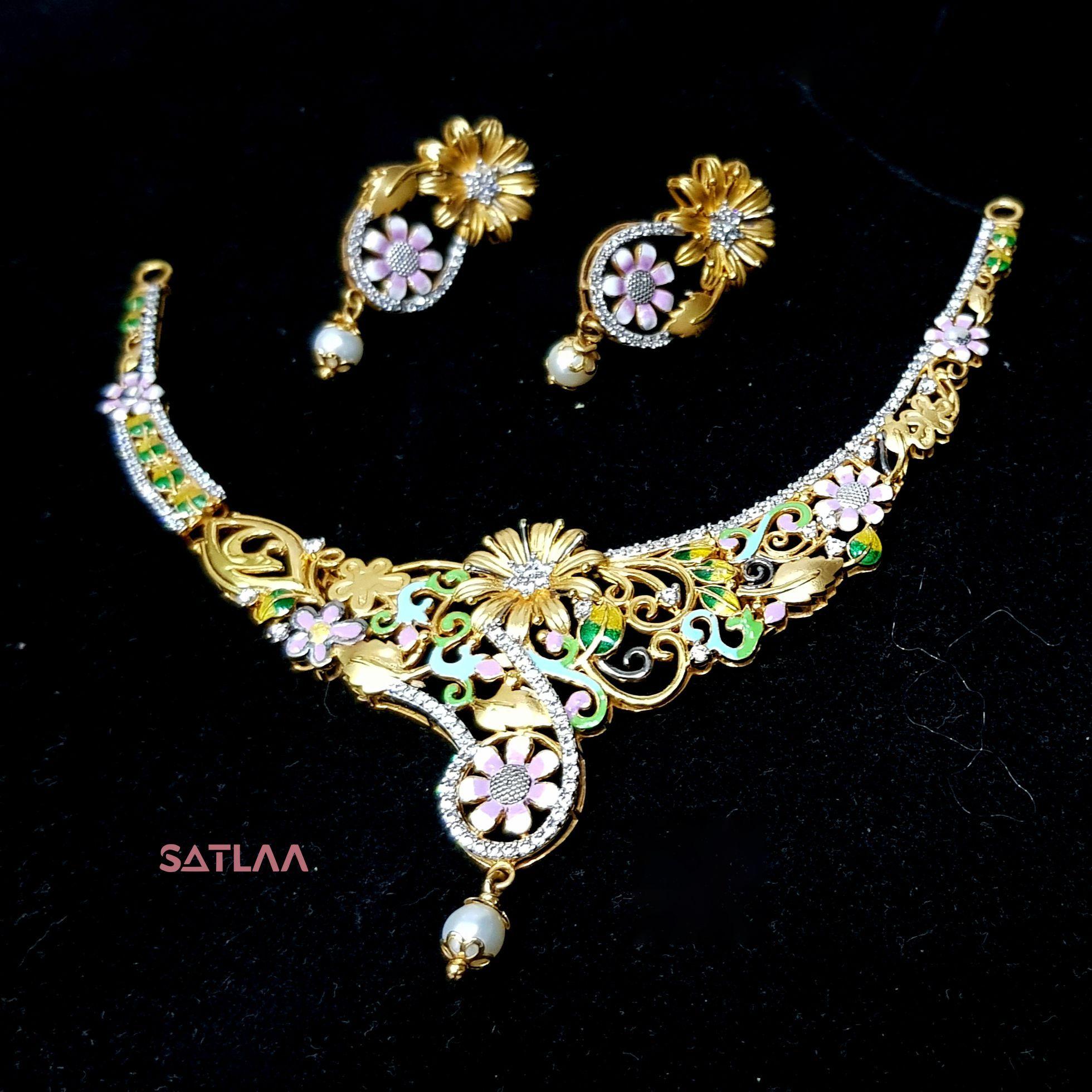 New and Latest Design of Satlaa Desi Indian Rajasthani Gold Necklace 