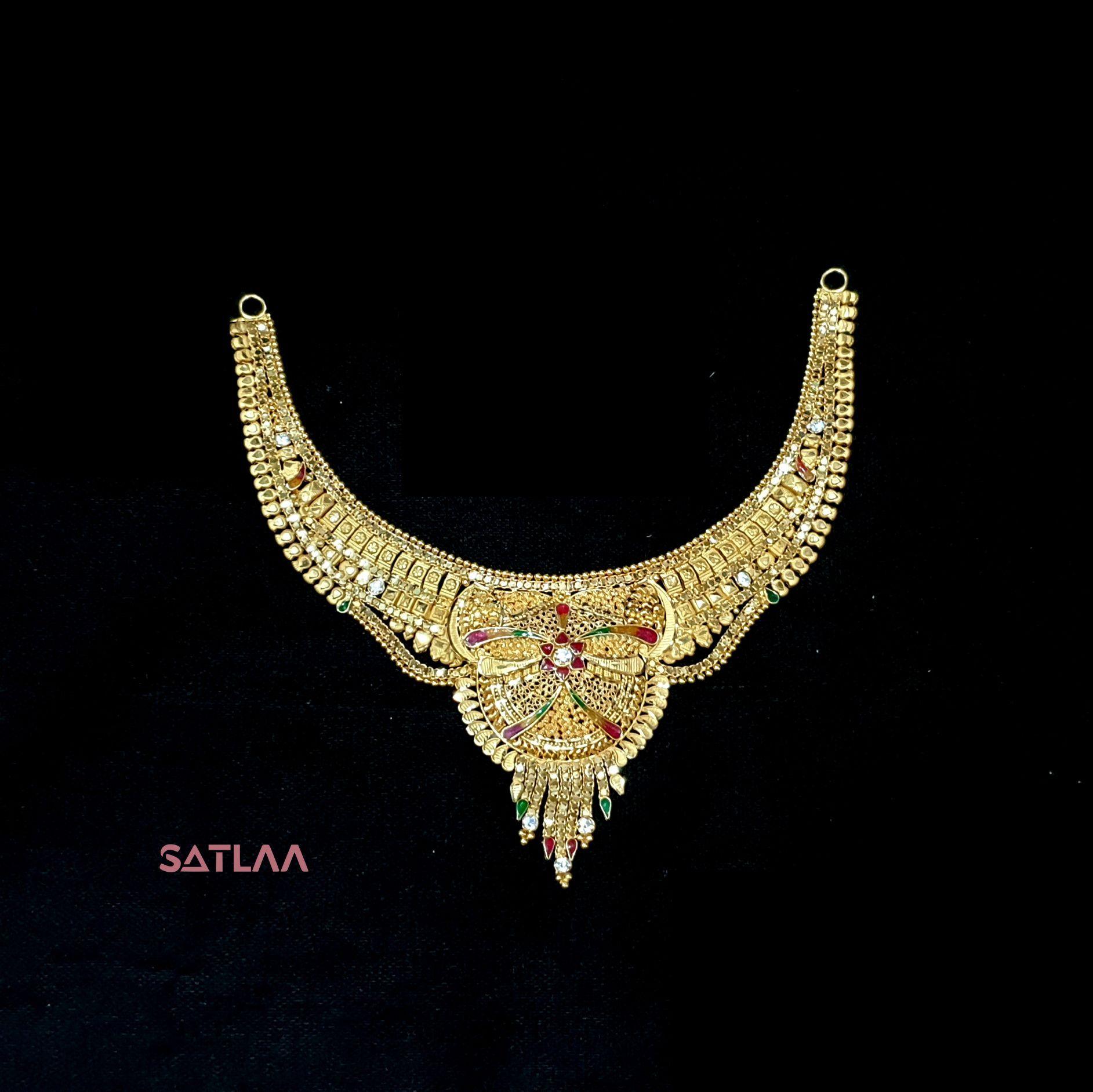 New and Latest Design of Satlaa Desi Indian Rajasthani Gold Necklace 