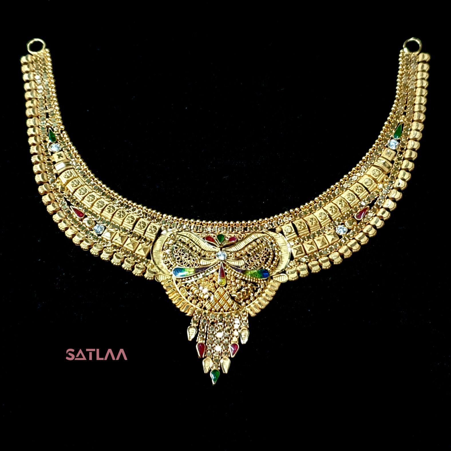 New and Latest Design of Satlaa Desi Indian Rajasthani Gold Necklace 