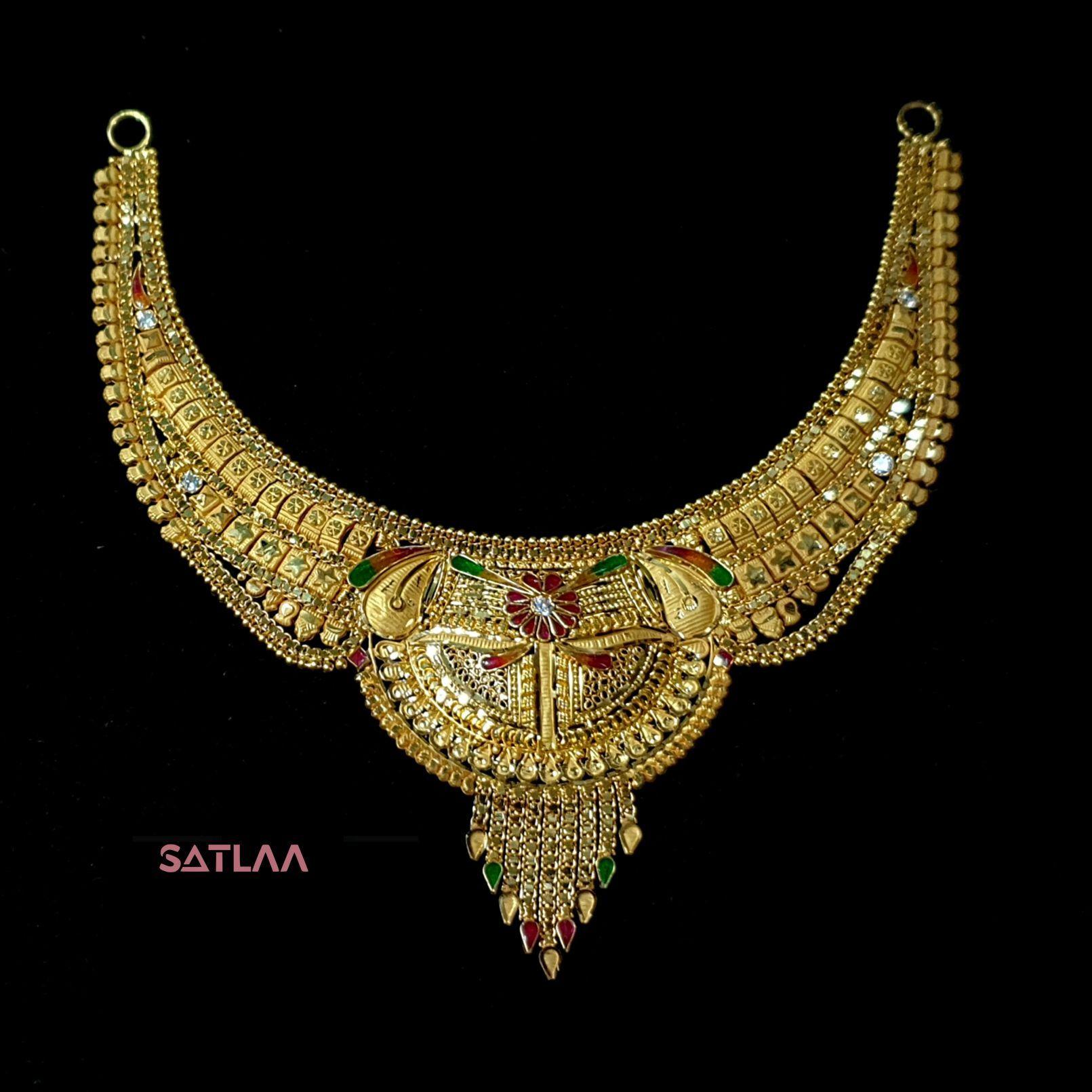 New and Latest Design of Satlaa Desi Indian Rajasthani Gold Necklace 