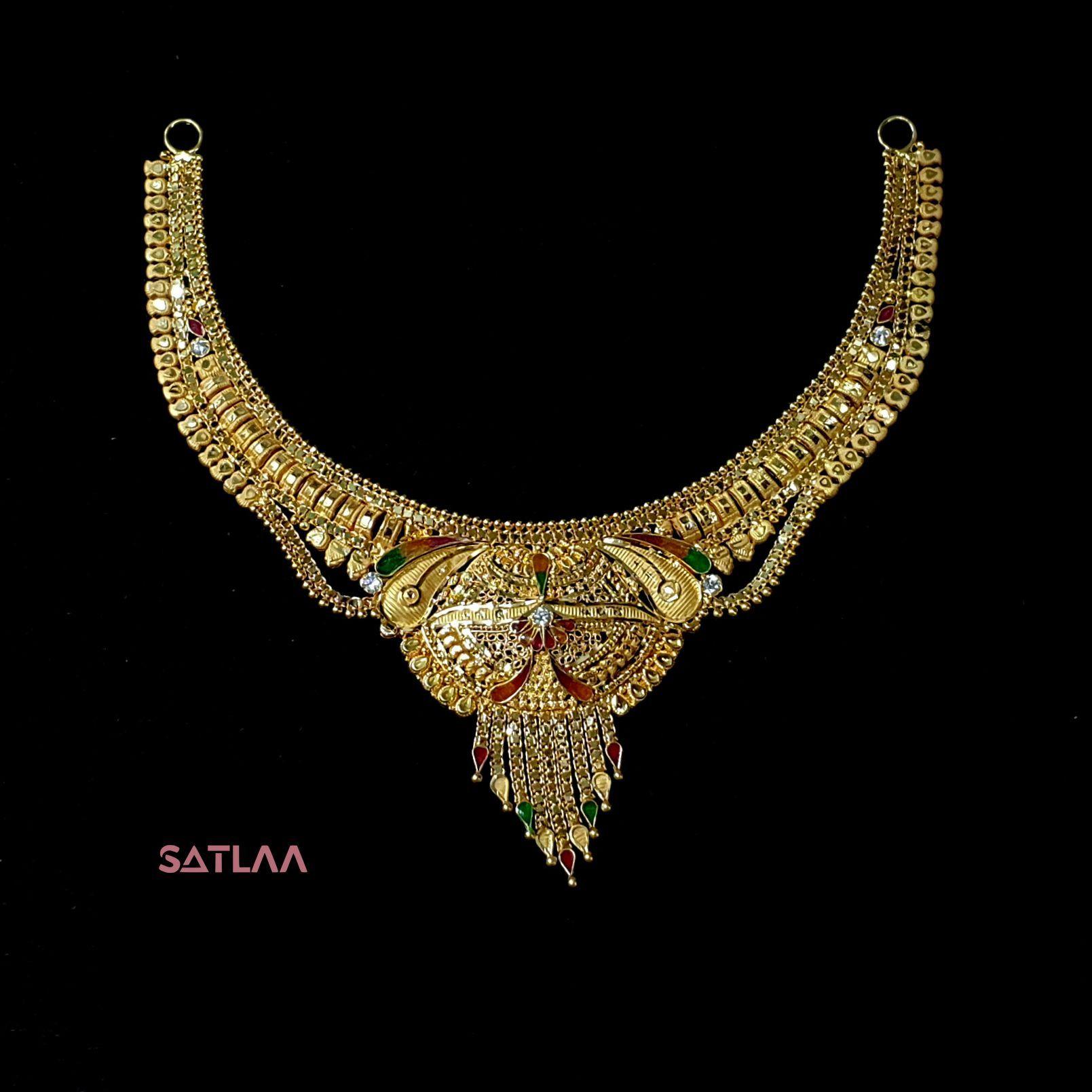 New and Latest Design of Satlaa Desi Indian Rajasthani Gold Necklace 