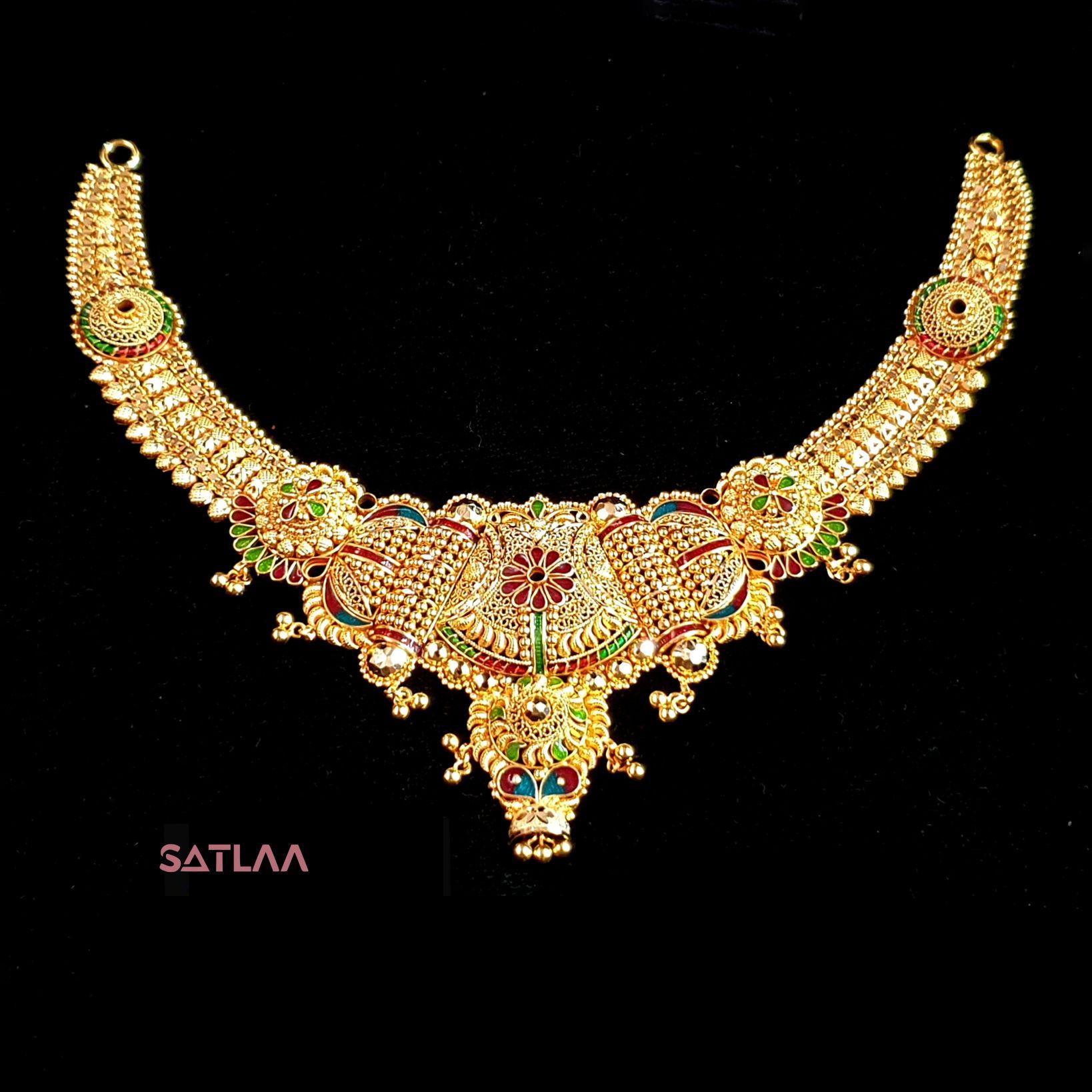 New and Latest Design of Satlaa Desi Indian Rajasthani Gold Necklace 