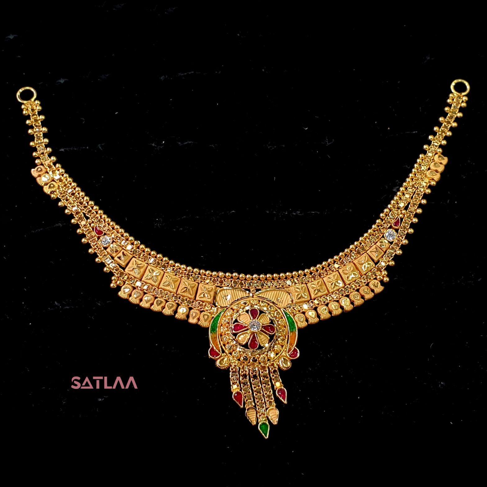 New and Latest Design of Satlaa Desi Indian Rajasthani Gold Necklace 