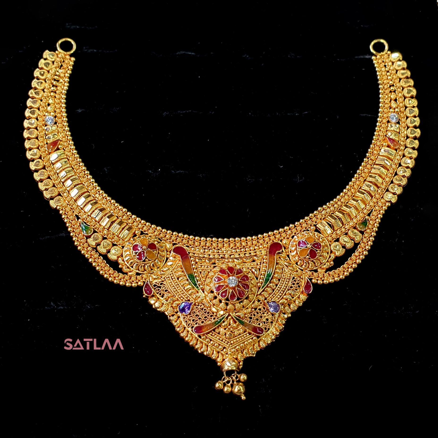 New and Latest Design of Satlaa Desi Indian Rajasthani Gold Necklace 