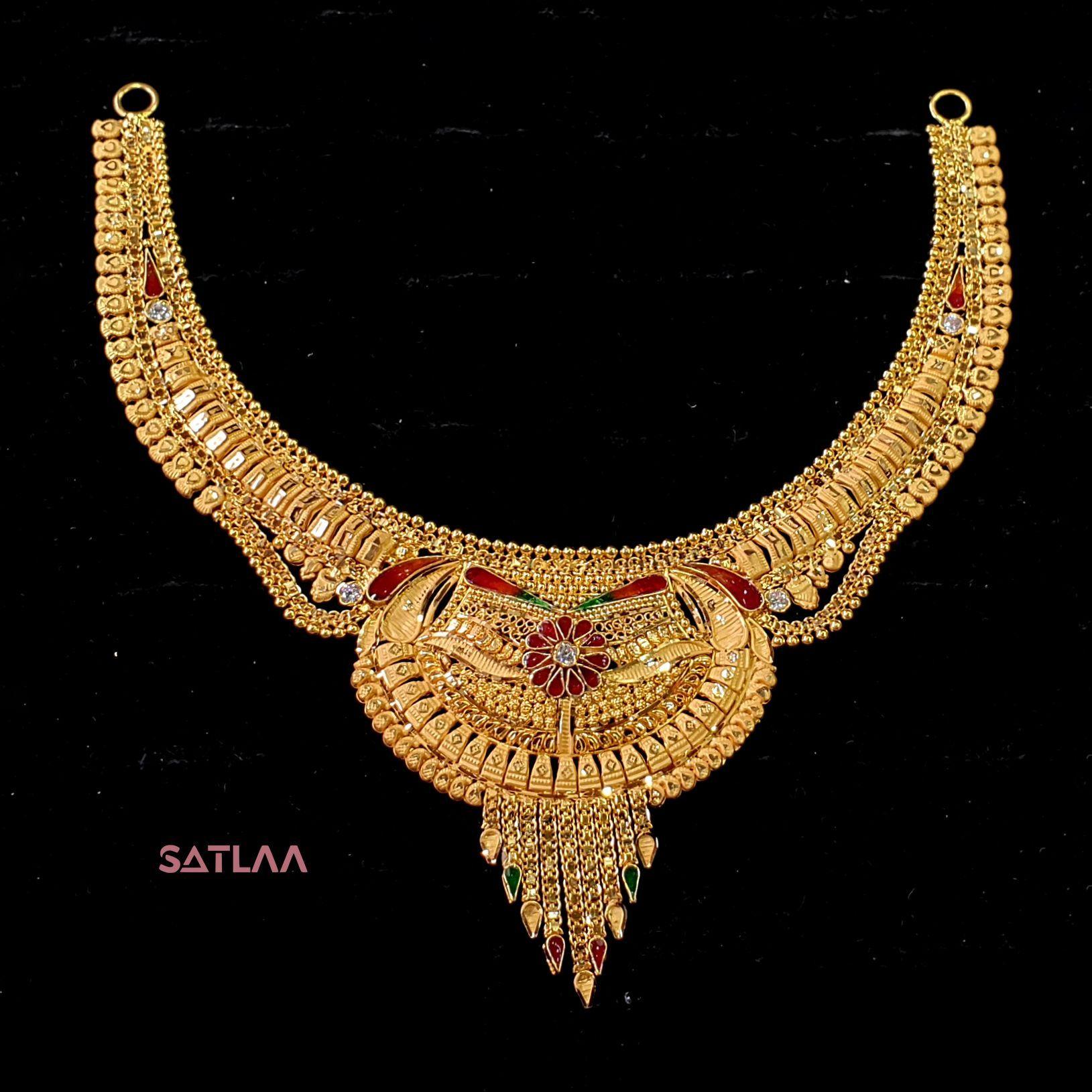 New and Latest Design of Satlaa Desi Indian Rajasthani Gold Necklace 