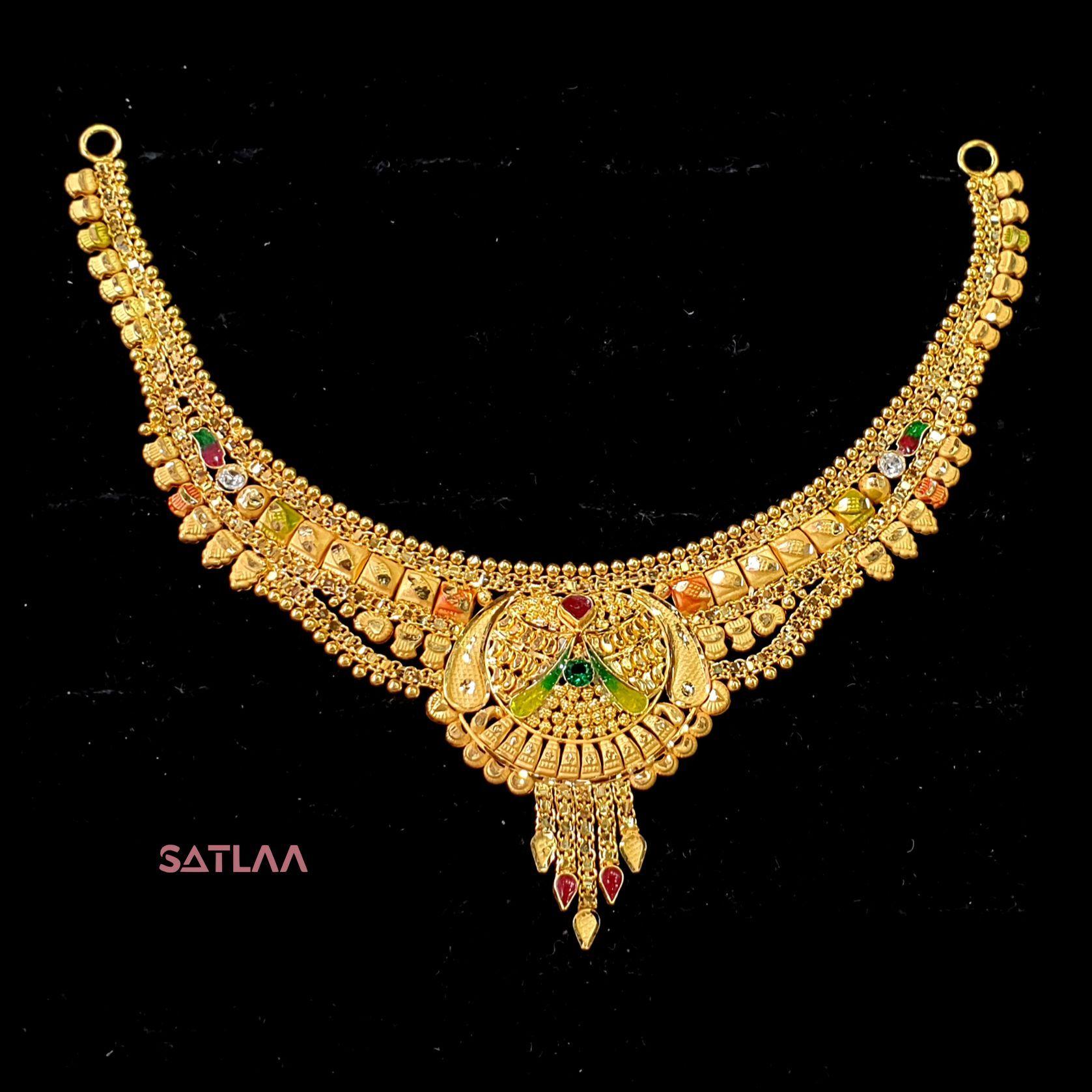 New and Latest Design of Satlaa Desi Indian Rajasthani Gold Necklace 