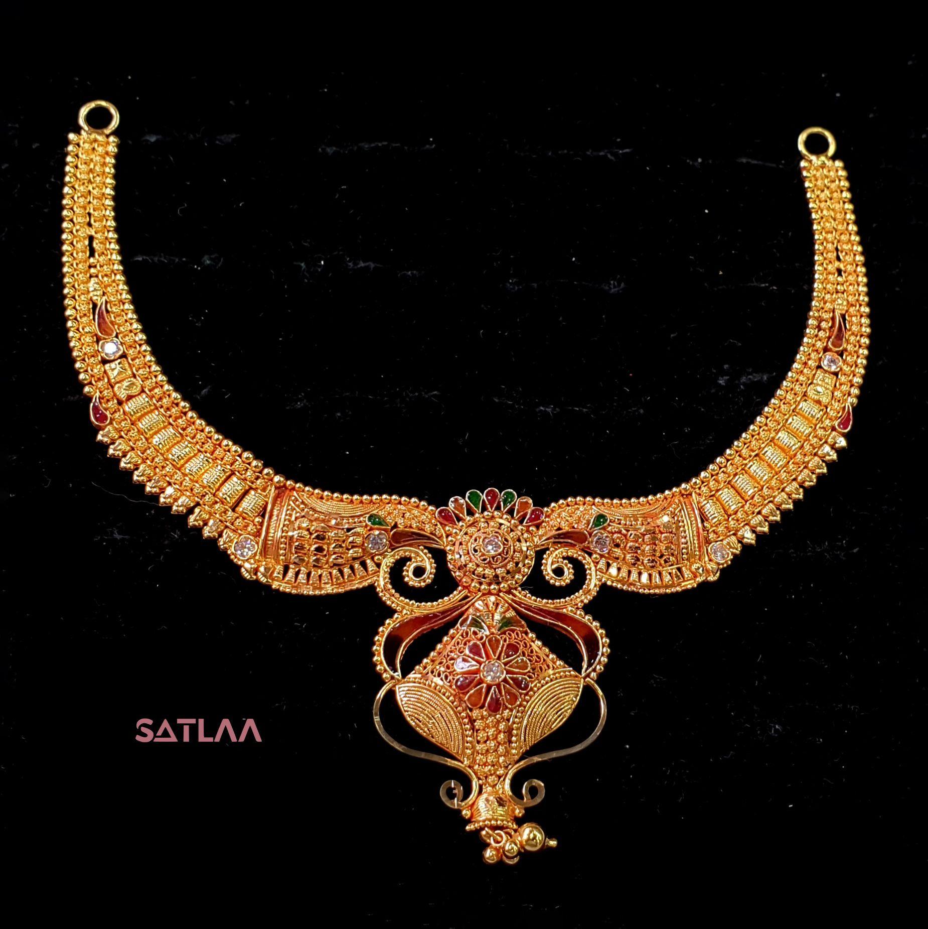 New and Latest Design of Satlaa Desi Indian Rajasthani Gold Necklace 