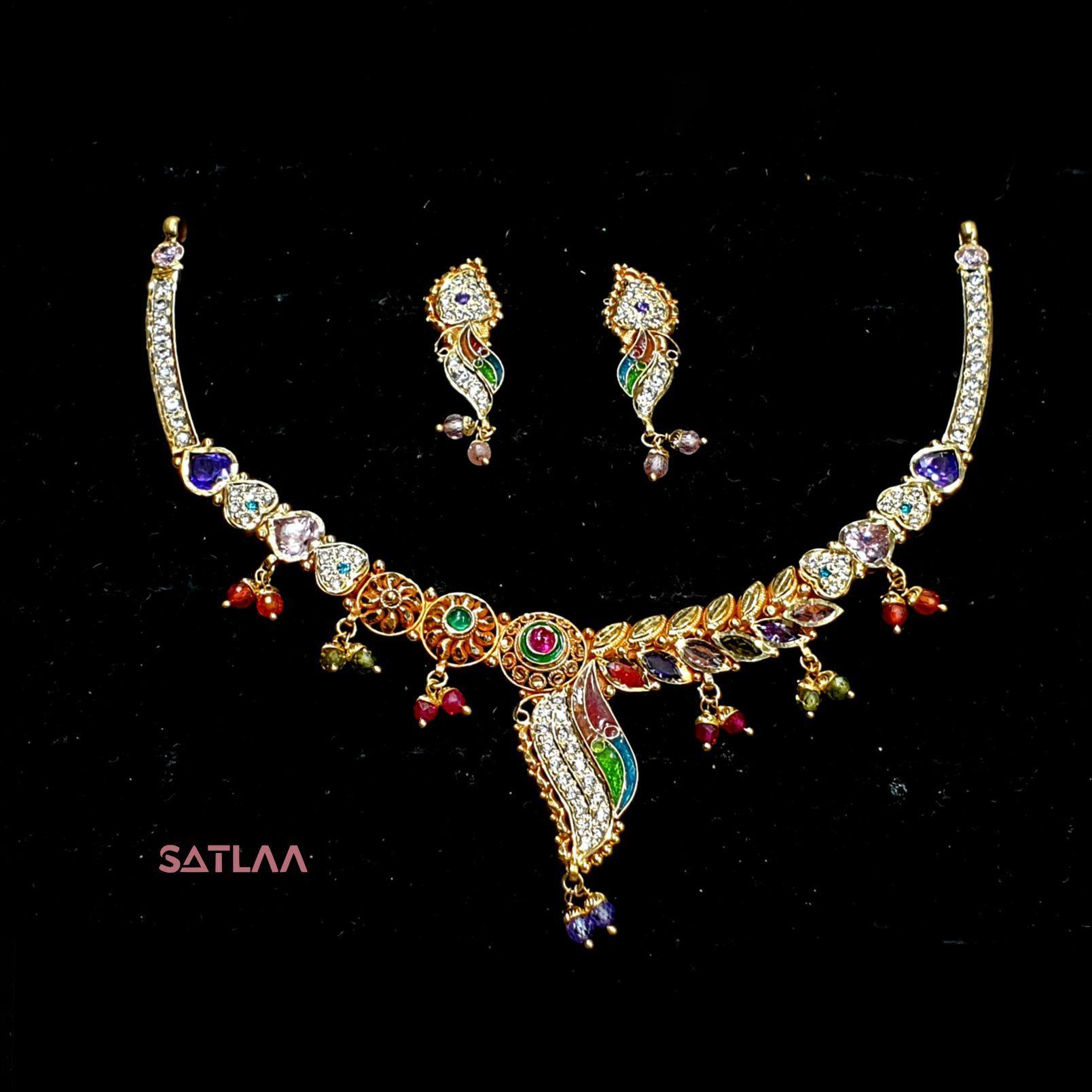 New and Latest Design of Satlaa Desi Indian Rajasthani Gold Necklace 