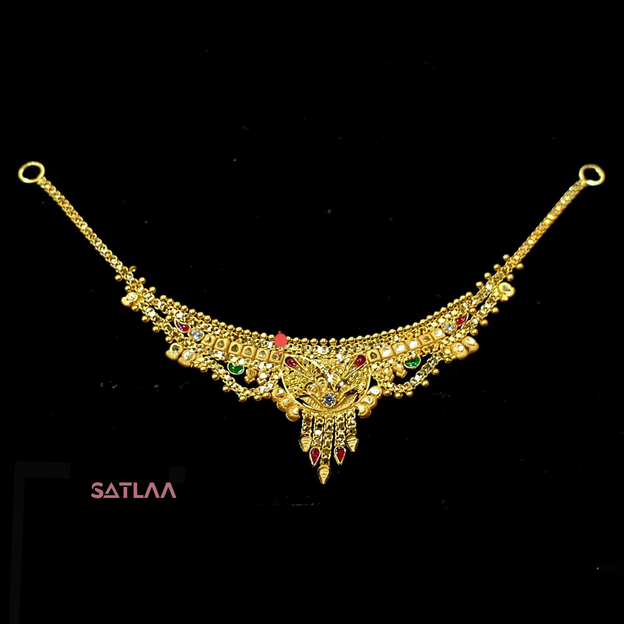 New and Latest Design of Satlaa Desi Indian Rajasthani Gold Necklace 