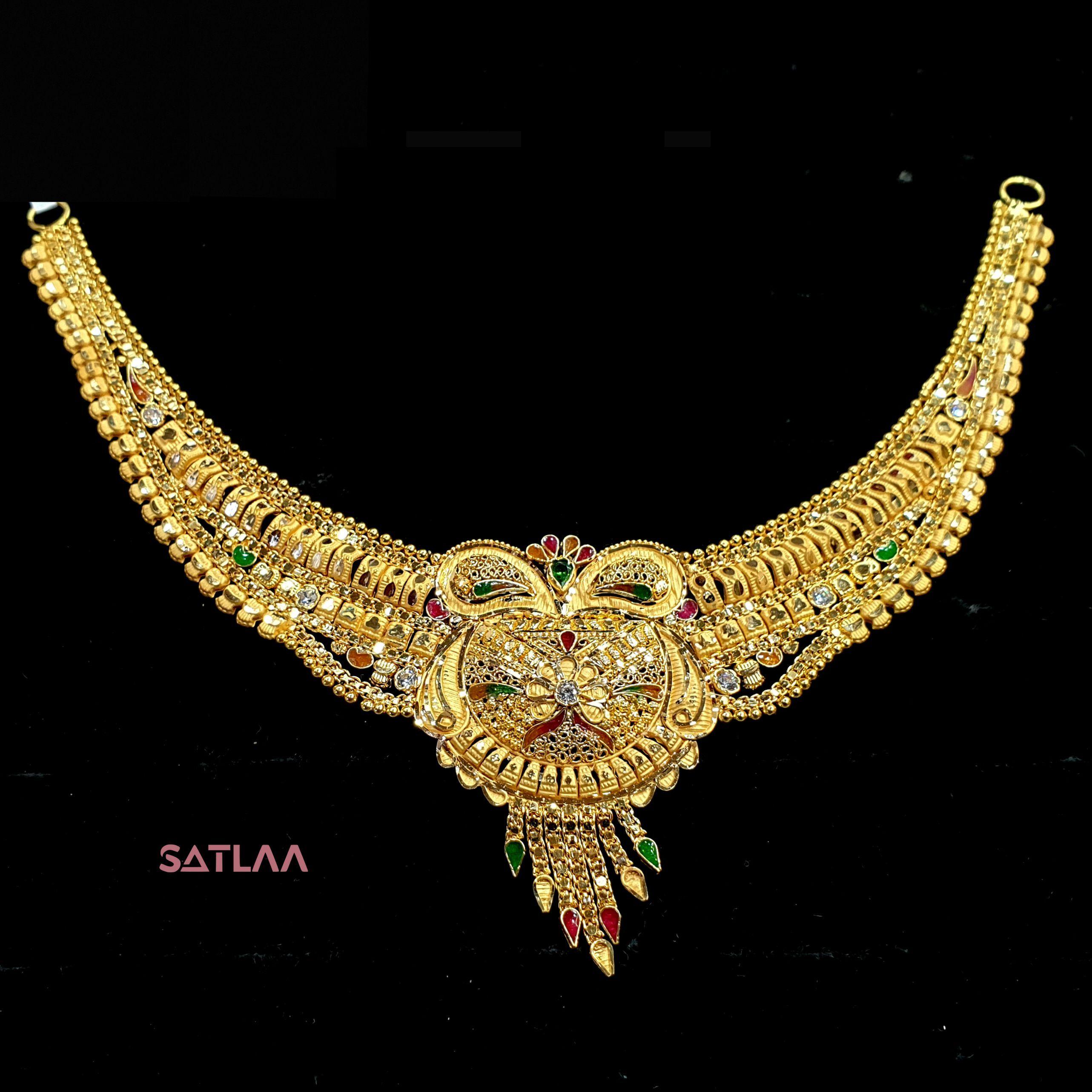 New and Latest Design of Satlaa Desi Indian Rajasthani Gold Necklace 