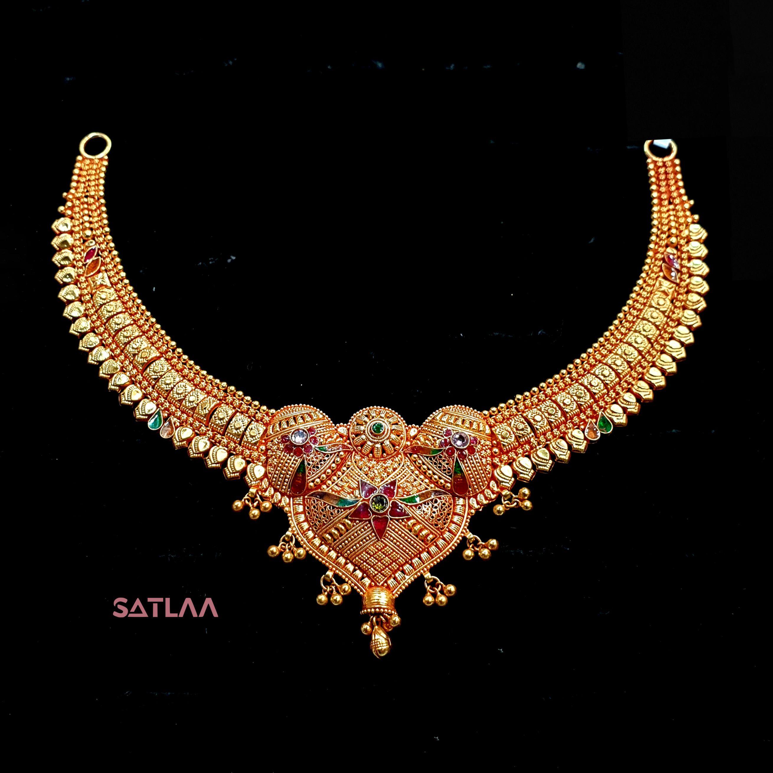 New and Latest Design of Satlaa Desi Indian Rajasthani Gold Necklace 