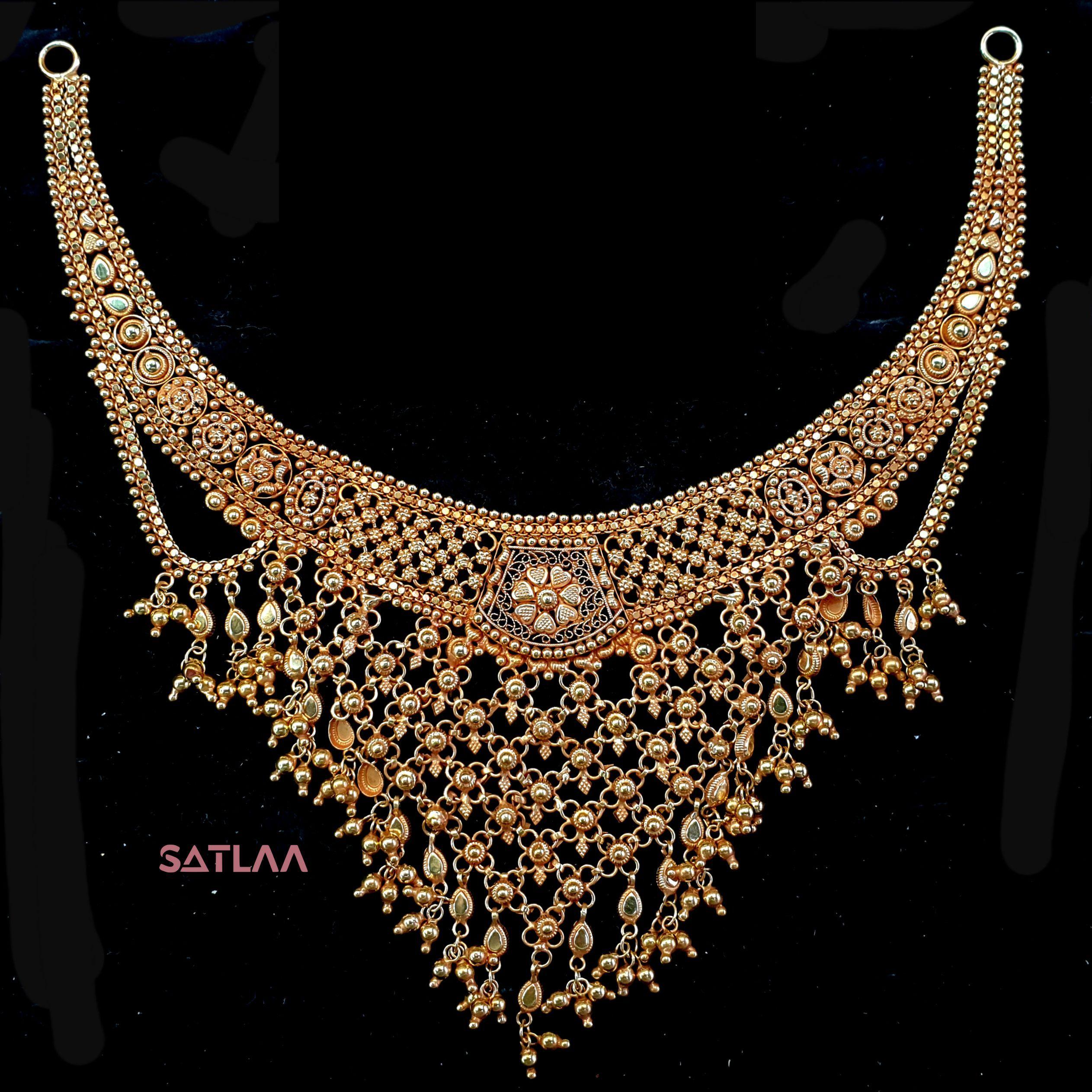 New and Latest Design of Satlaa Desi Indian Rajasthani Gold Necklace 