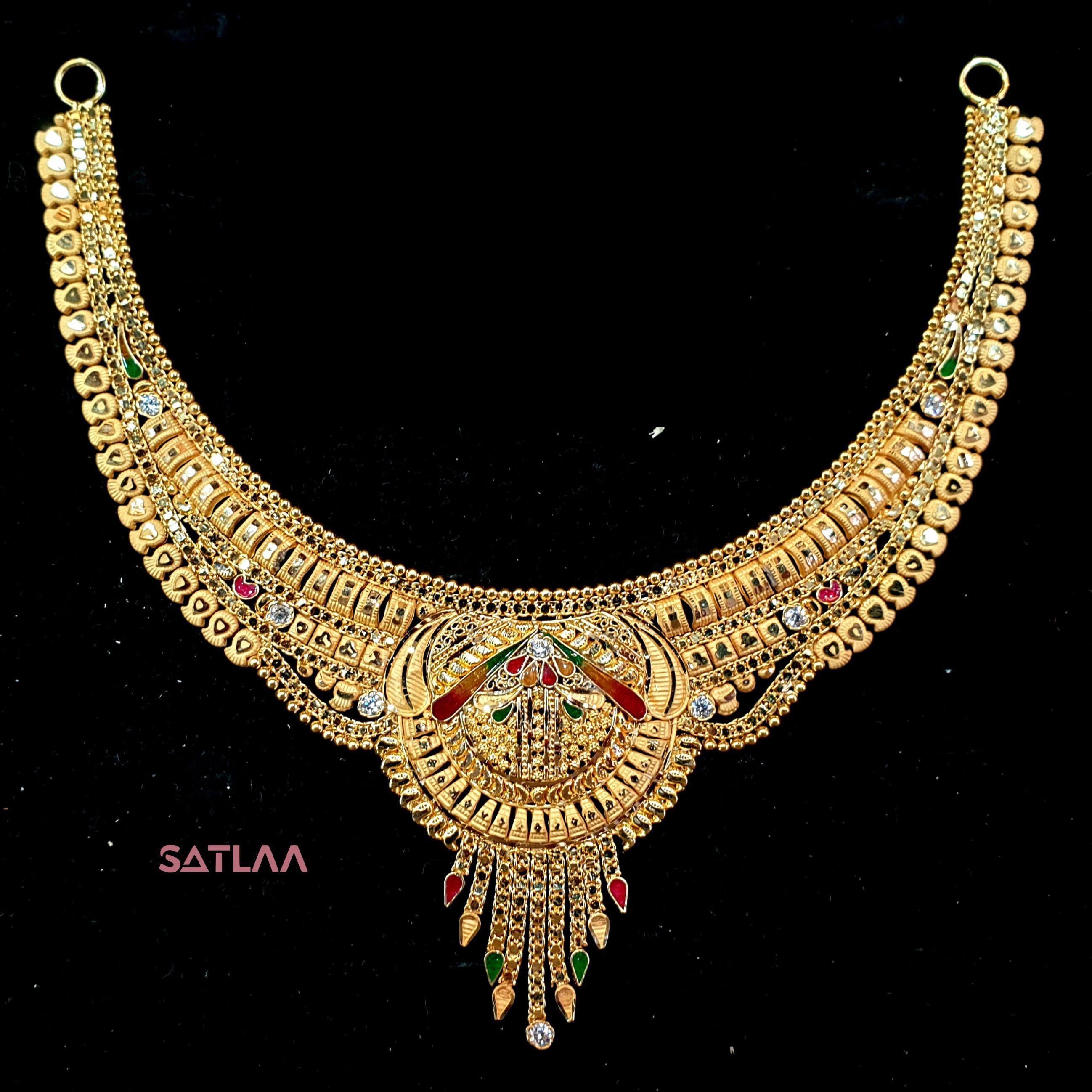 New and Latest Design of Satlaa Desi Indian Rajasthani Gold Necklace 