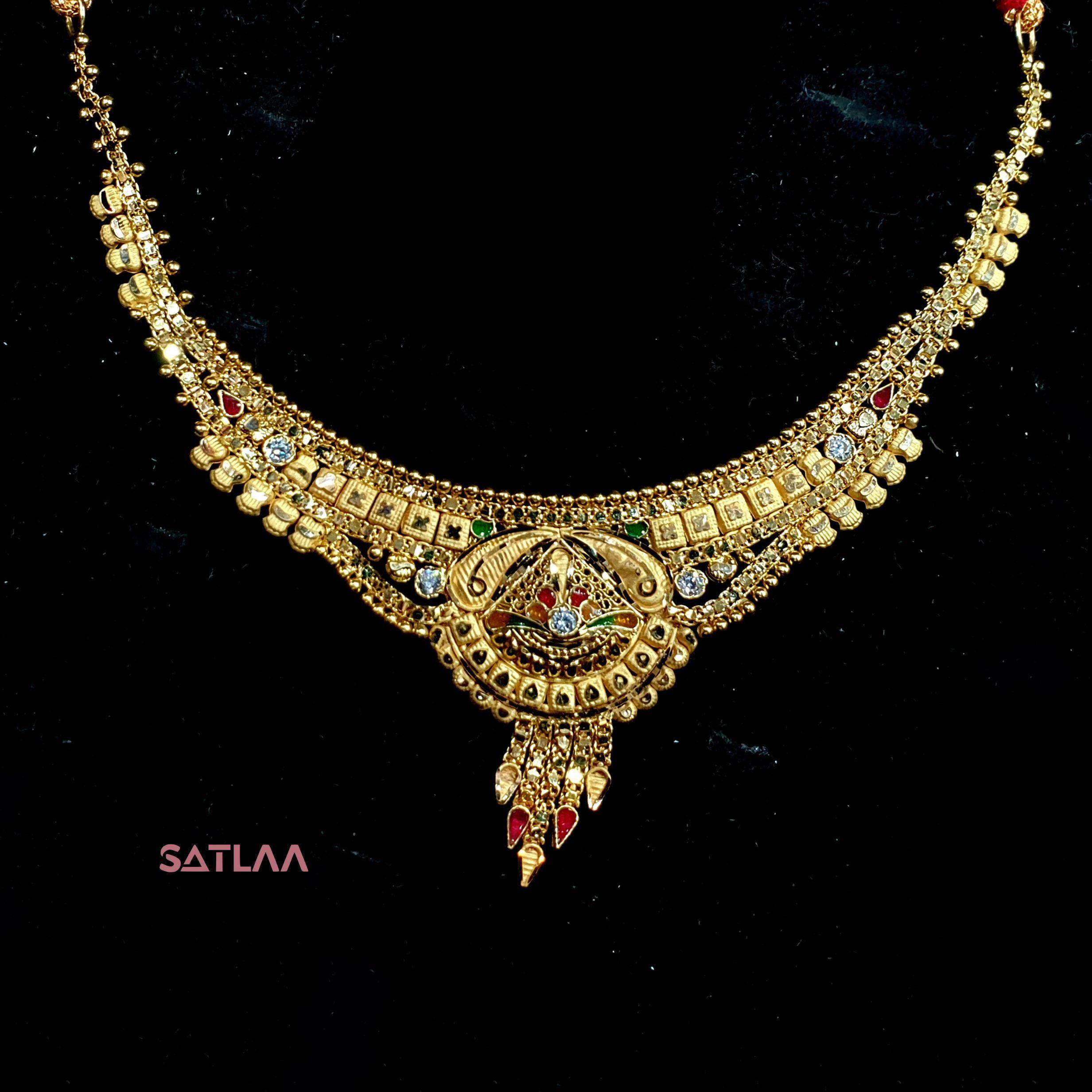 New and Latest Design of Satlaa Desi Indian Rajasthani Gold Necklace 