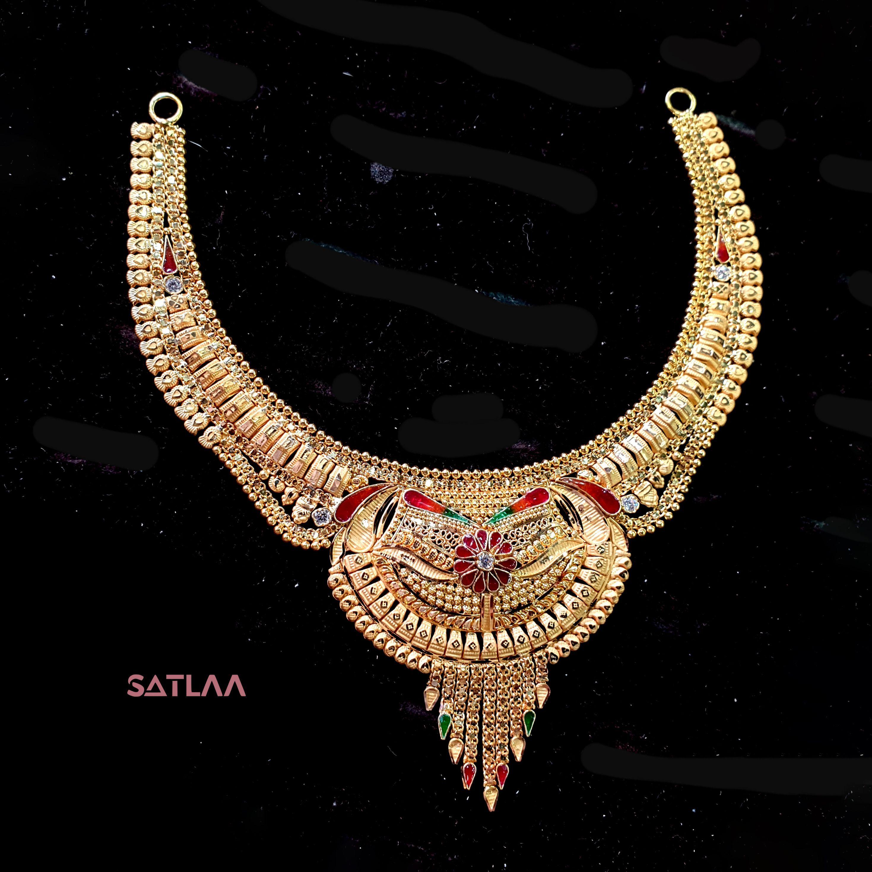 New and Latest Design of Satlaa Desi Indian Rajasthani Gold Necklace 