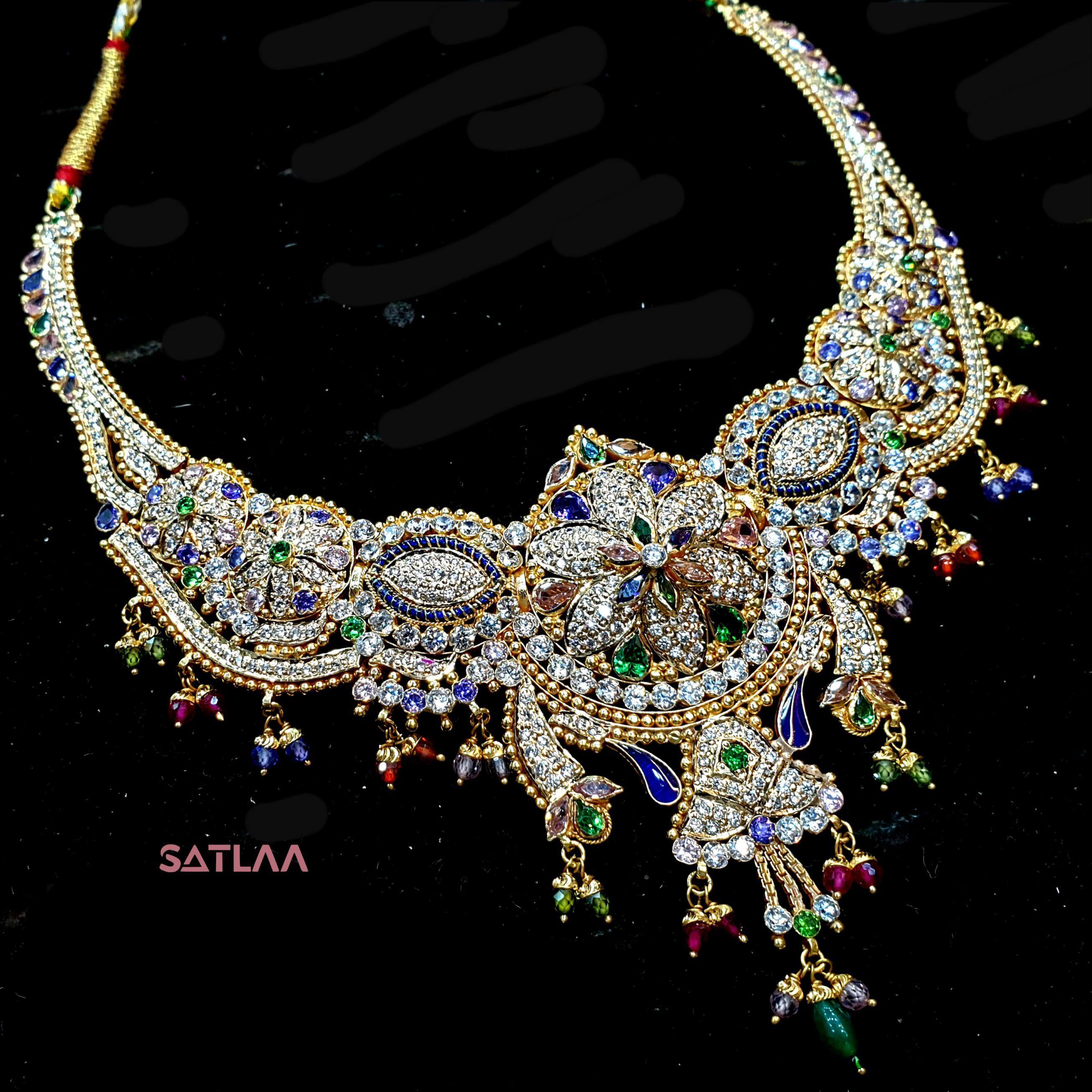 New and Latest Design of Satlaa Desi Indian Rajasthani Gold Necklace 