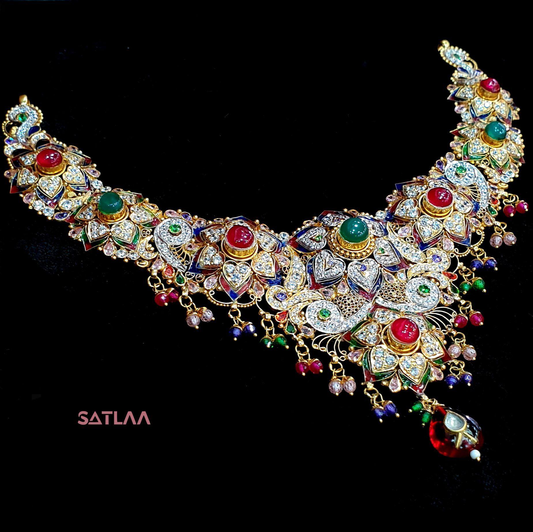 New and Latest Design of Satlaa Desi Indian Rajasthani Gold Necklace 