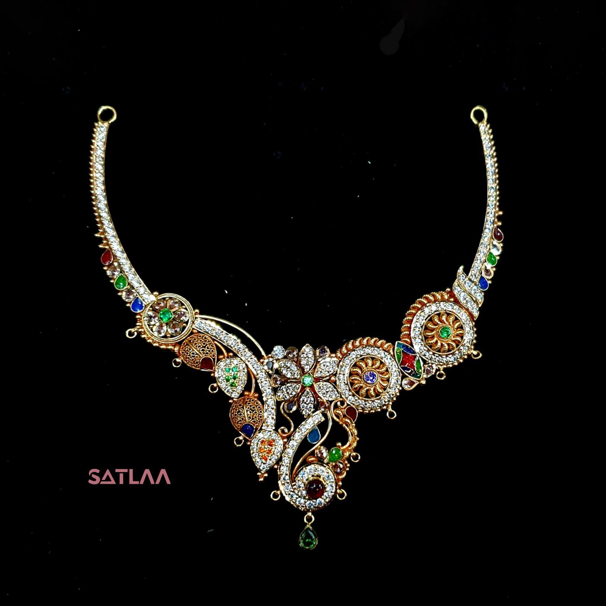 New and Latest Design of Satlaa Desi Indian Rajasthani Gold Necklace 