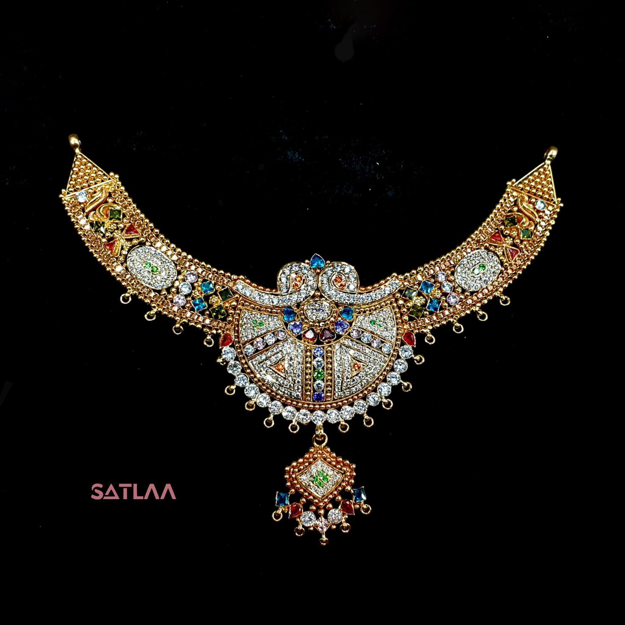 New and Latest Design of Satlaa Desi Indian Rajasthani Gold Necklace 