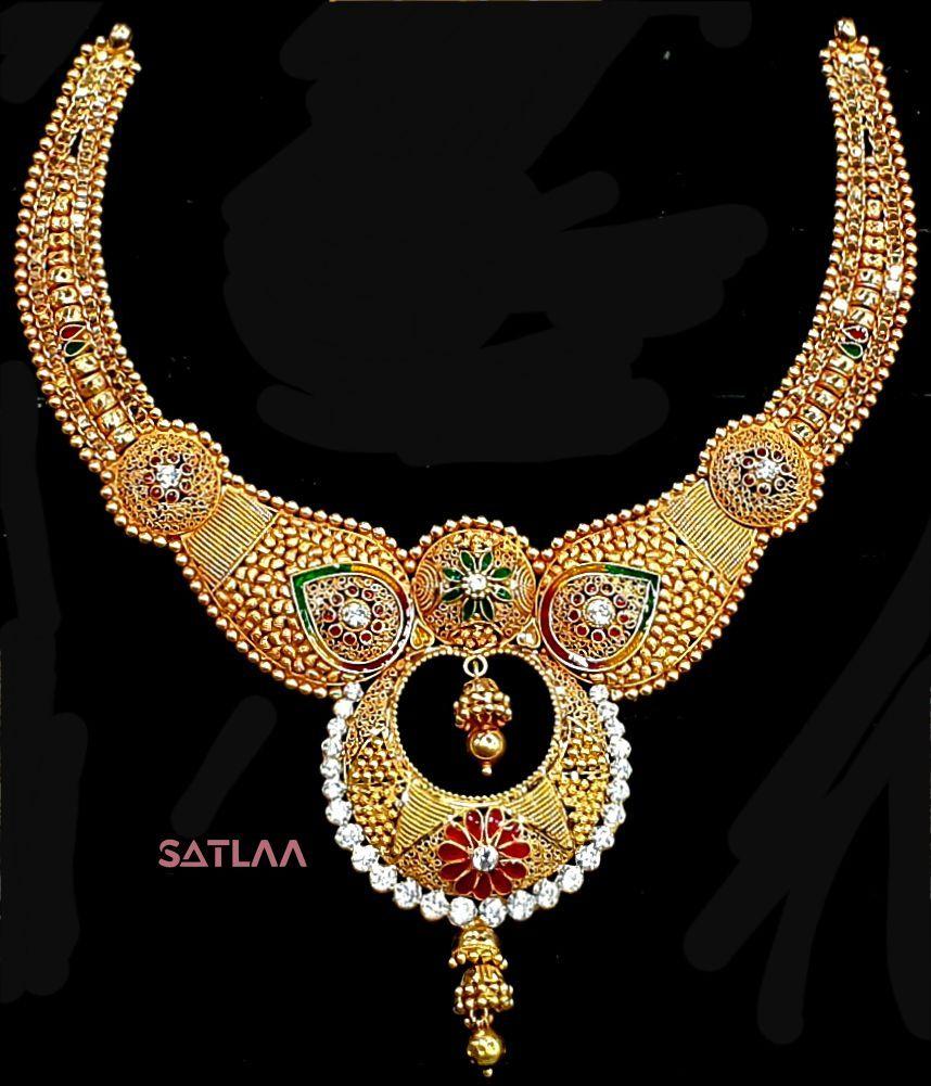 New and Latest Design of Satlaa Desi Indian Rajasthani Gold Necklace 