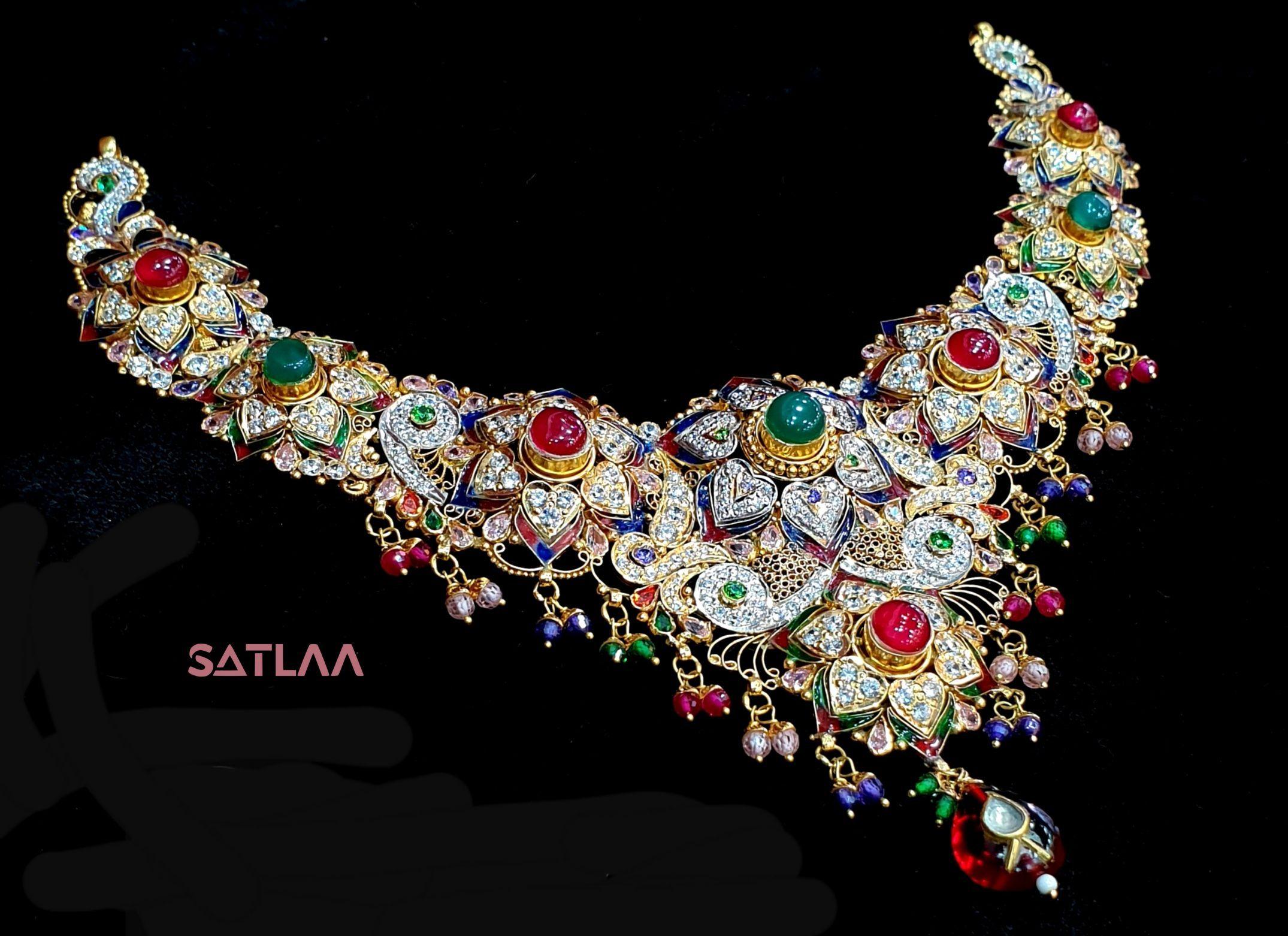 New and Latest Design of Satlaa Desi Indian Rajasthani Gold Necklace 