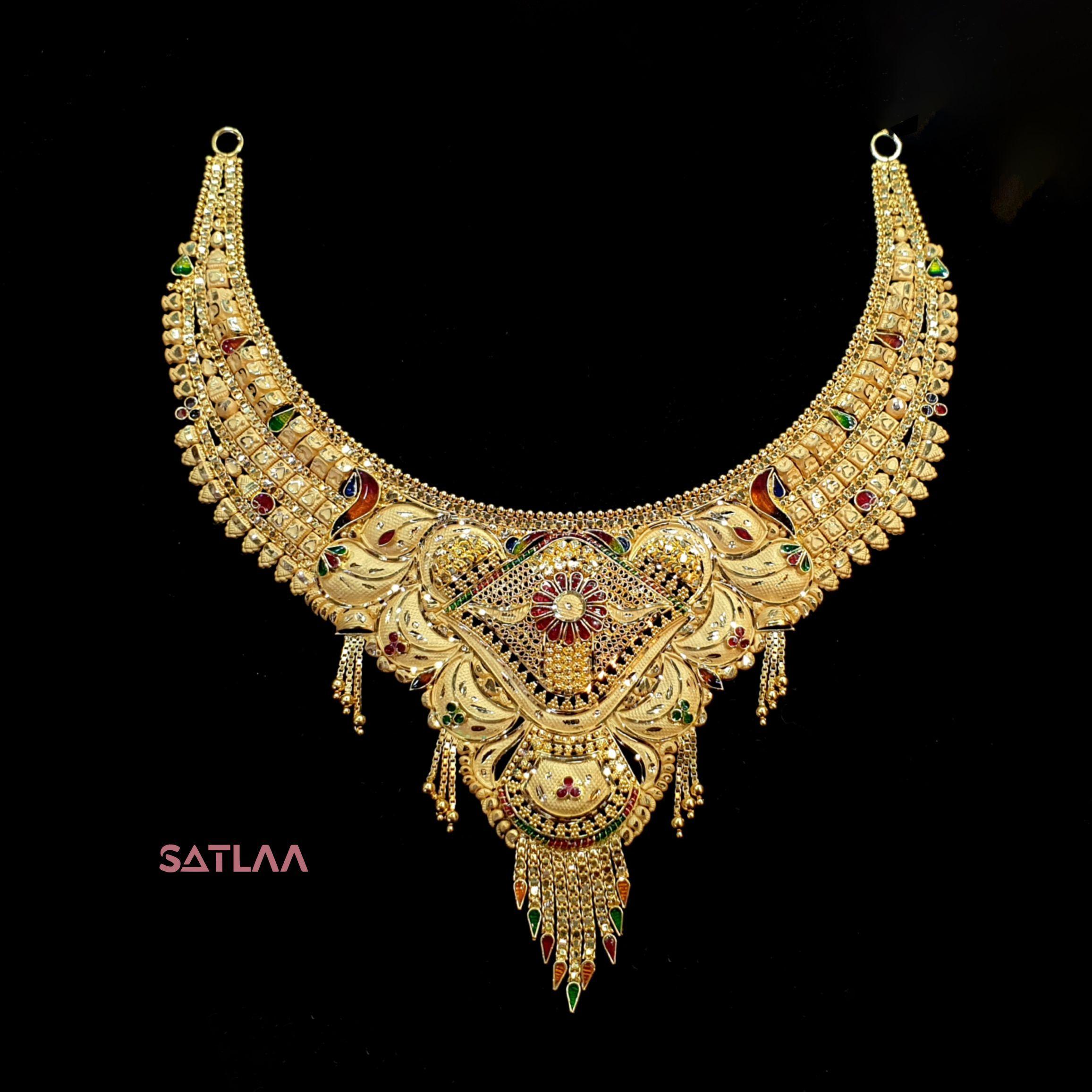 New and Latest Design of Satlaa Desi Indian Rajasthani Gold Necklace 