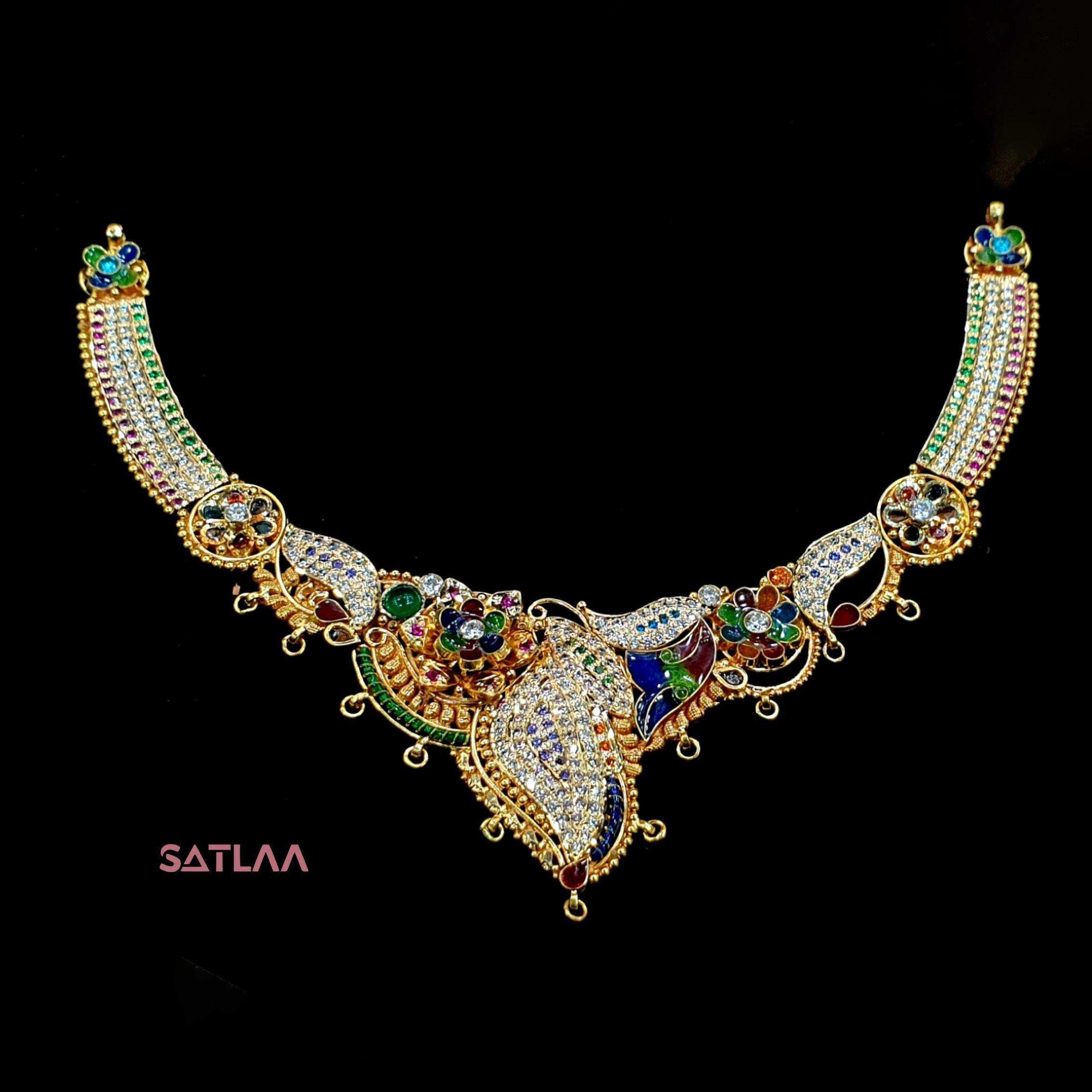 New and Latest Design of Satlaa Desi Indian Rajasthani Gold Necklace 