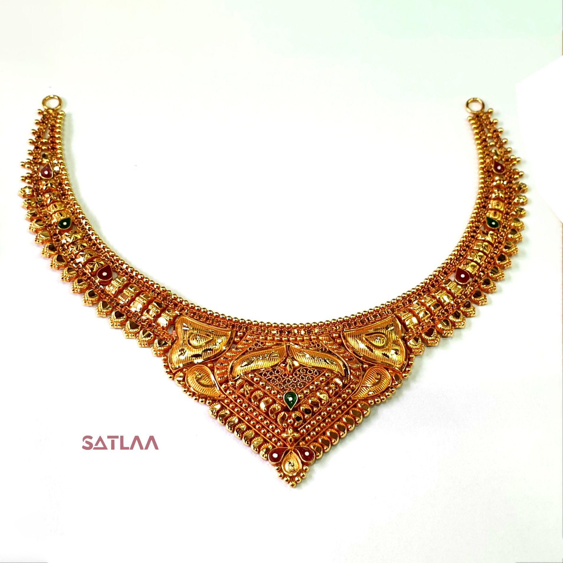 New and Latest Design of Satlaa Desi Indian Rajasthani Gold Necklace 