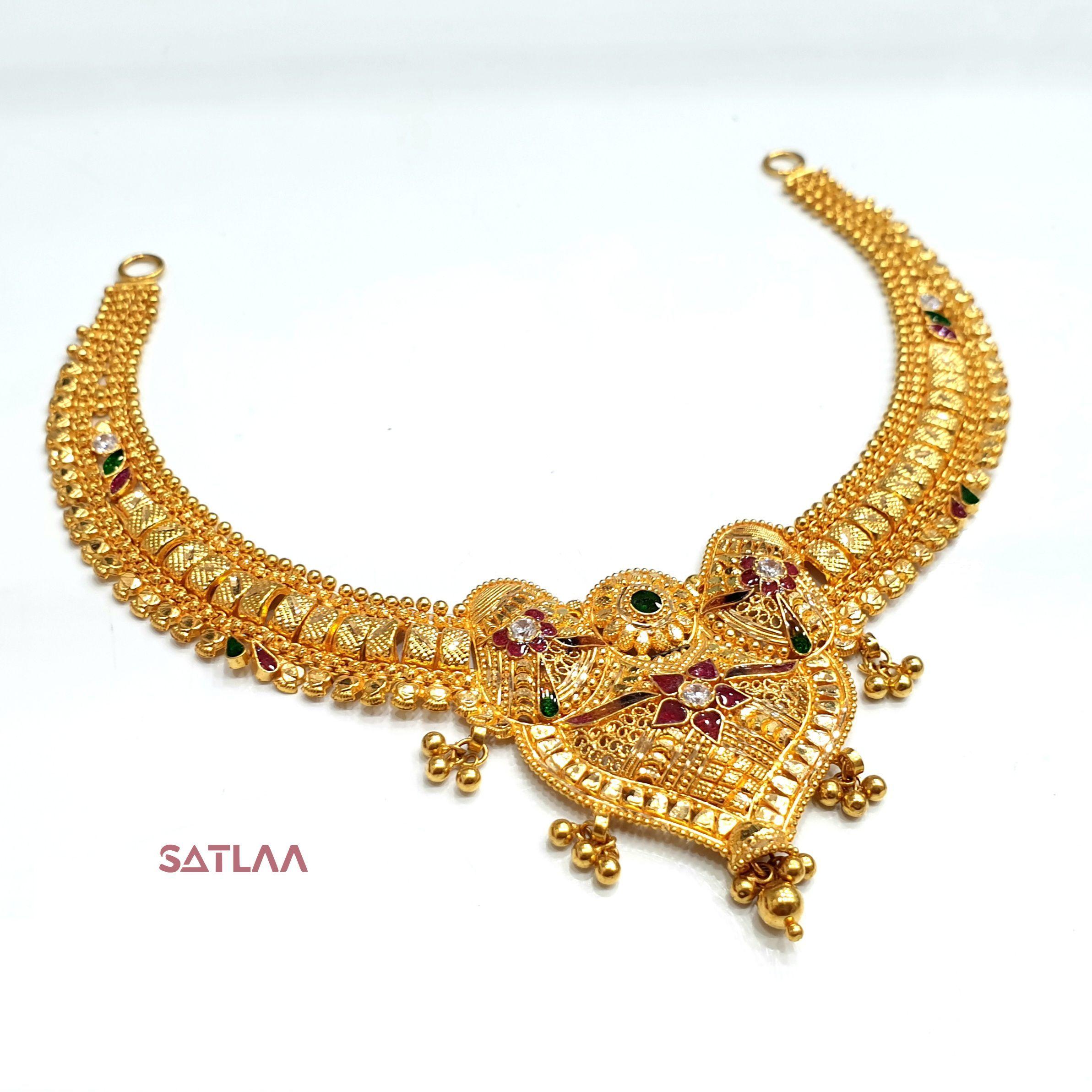 New and Latest Design of Satlaa Desi Indian Rajasthani Gold Necklace 