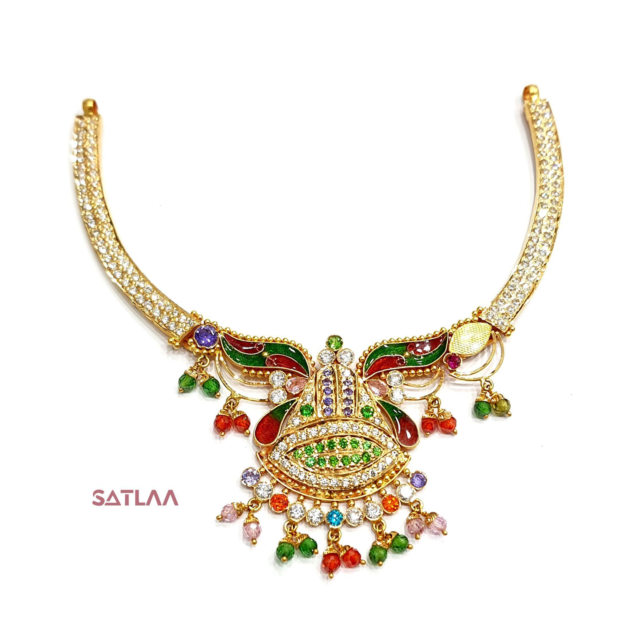 New and Latest Design of Satlaa Desi Indian Rajasthani Gold Necklace 