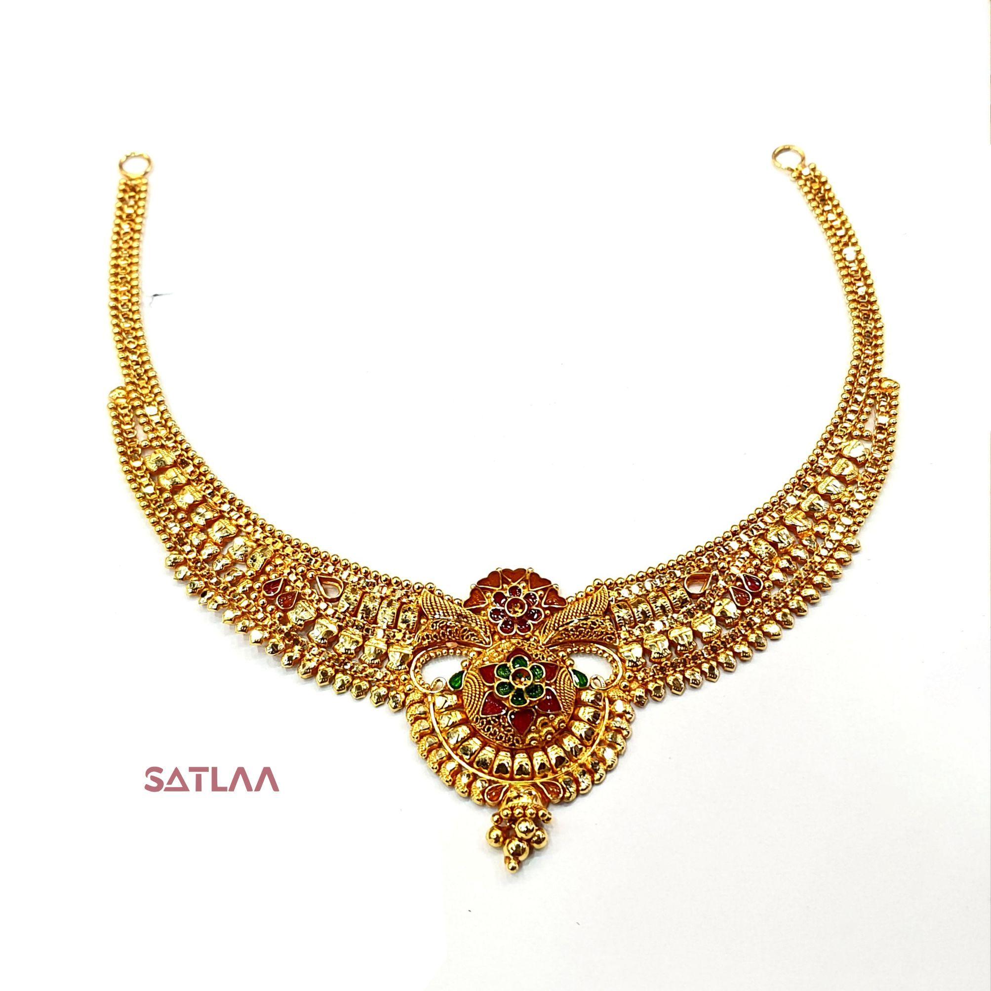 New and Latest Design of Satlaa Desi Indian Rajasthani Gold Necklace 