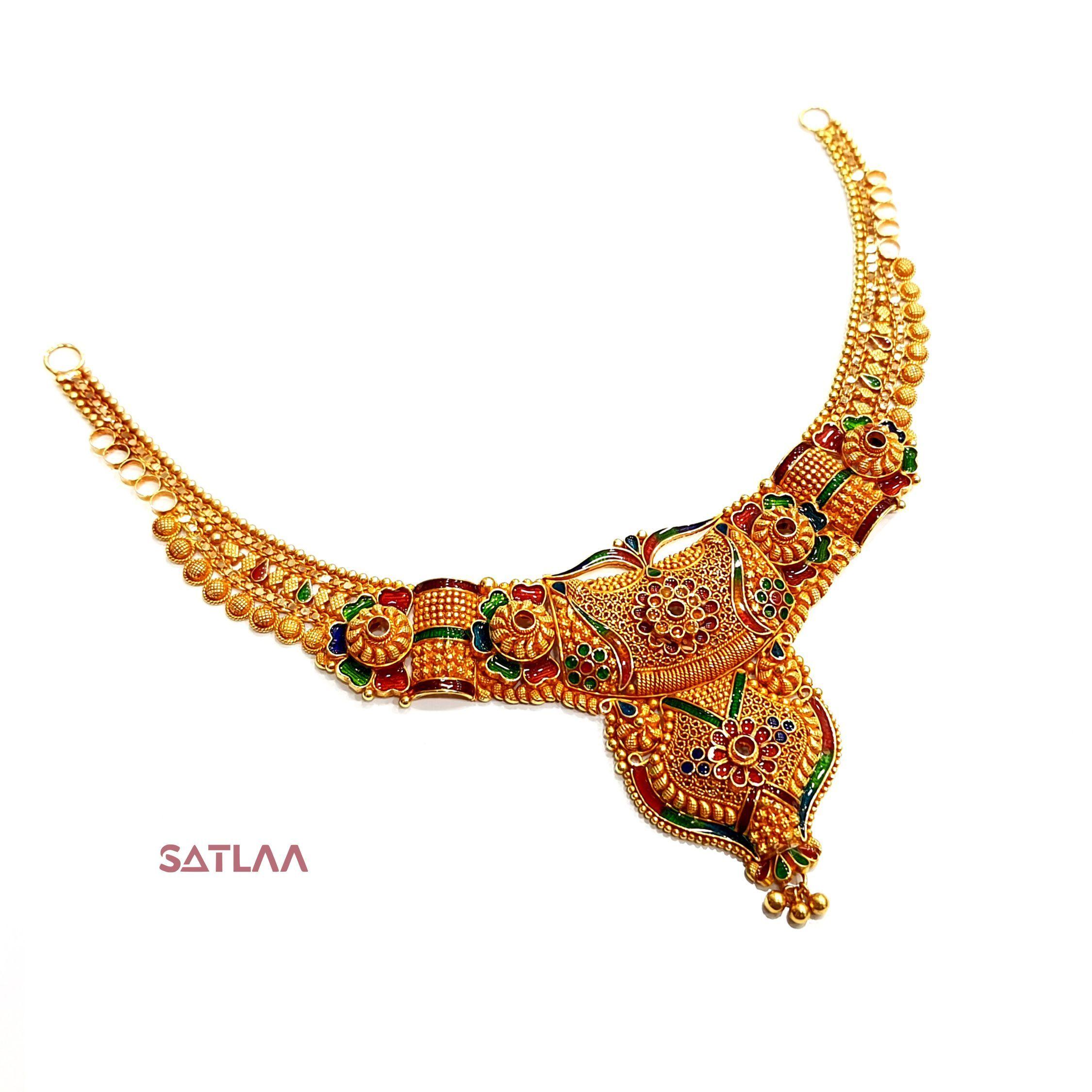 New and Latest Design of Satlaa Desi Indian Rajasthani Gold Necklace 