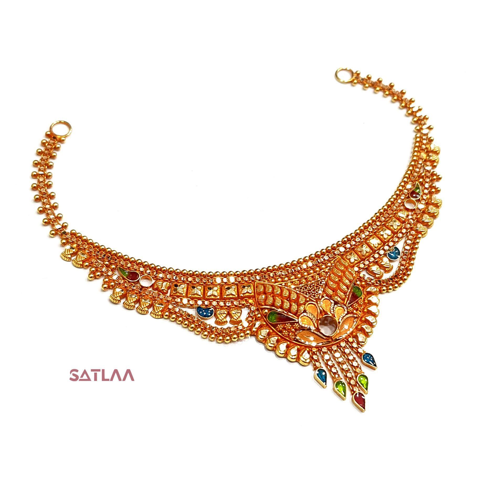 New and Latest Design of Satlaa Desi Indian Rajasthani Gold Necklace 