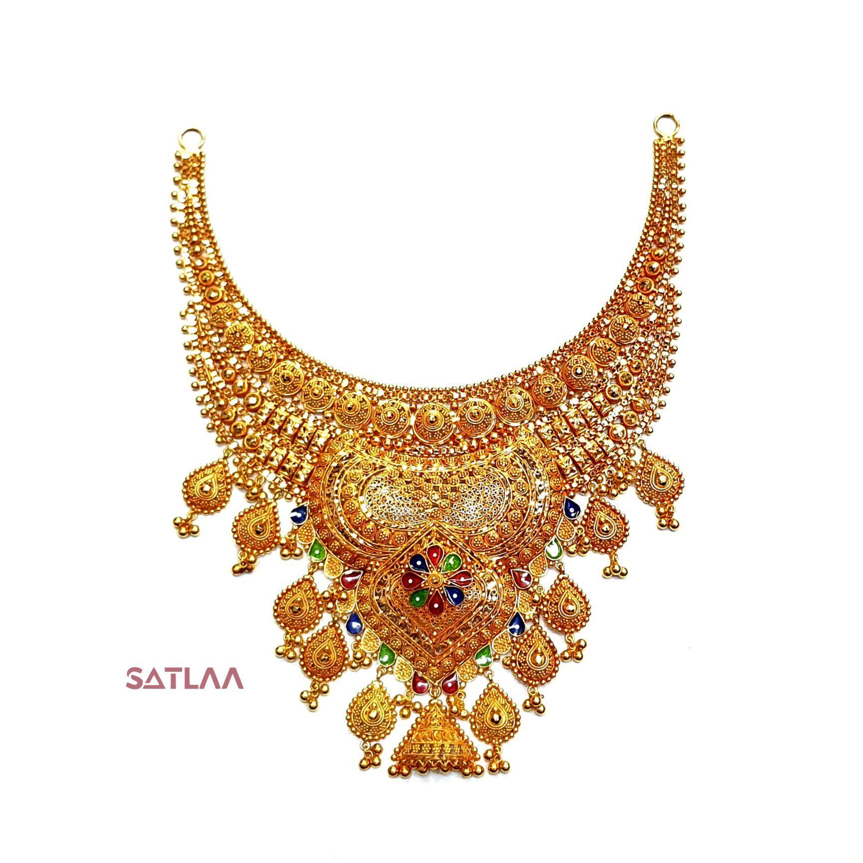 New and Latest Design of Satlaa Desi Indian Rajasthani Gold Necklace 