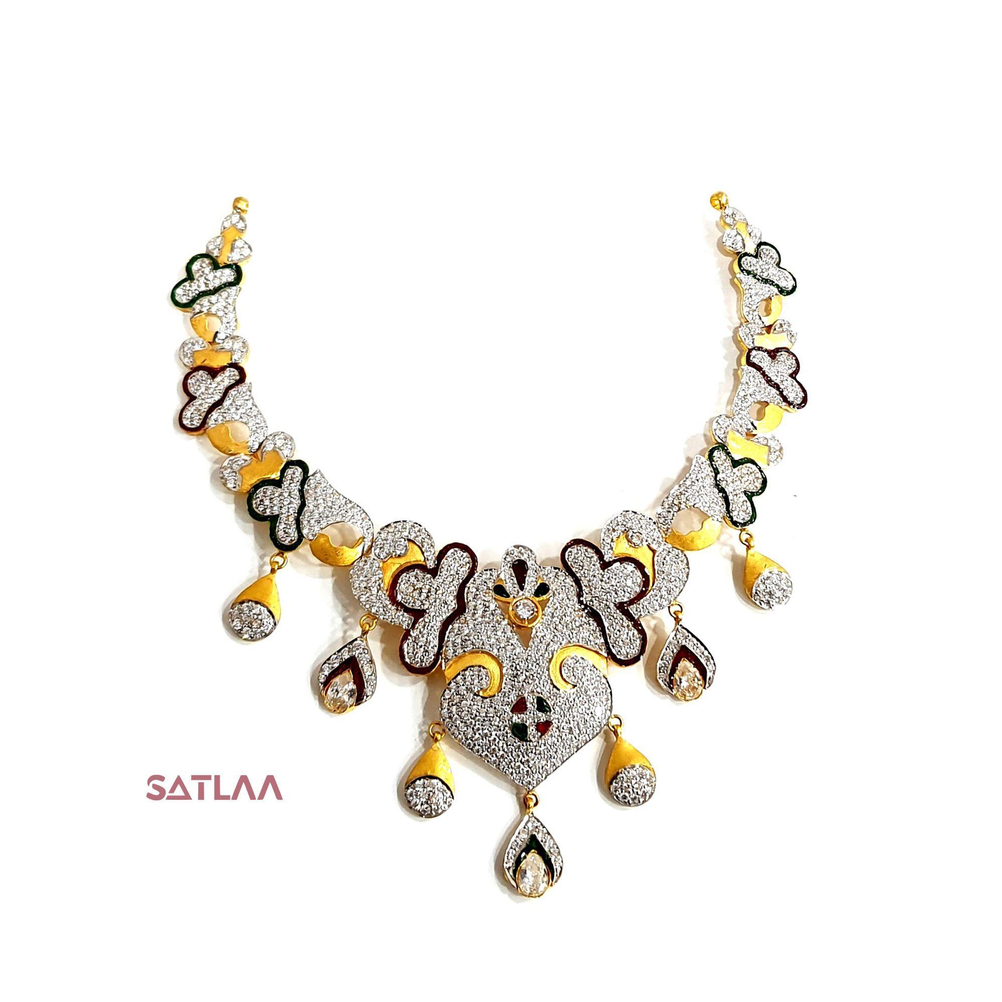 New and Latest Design of Satlaa Desi Indian Rajasthani Gold Necklace 