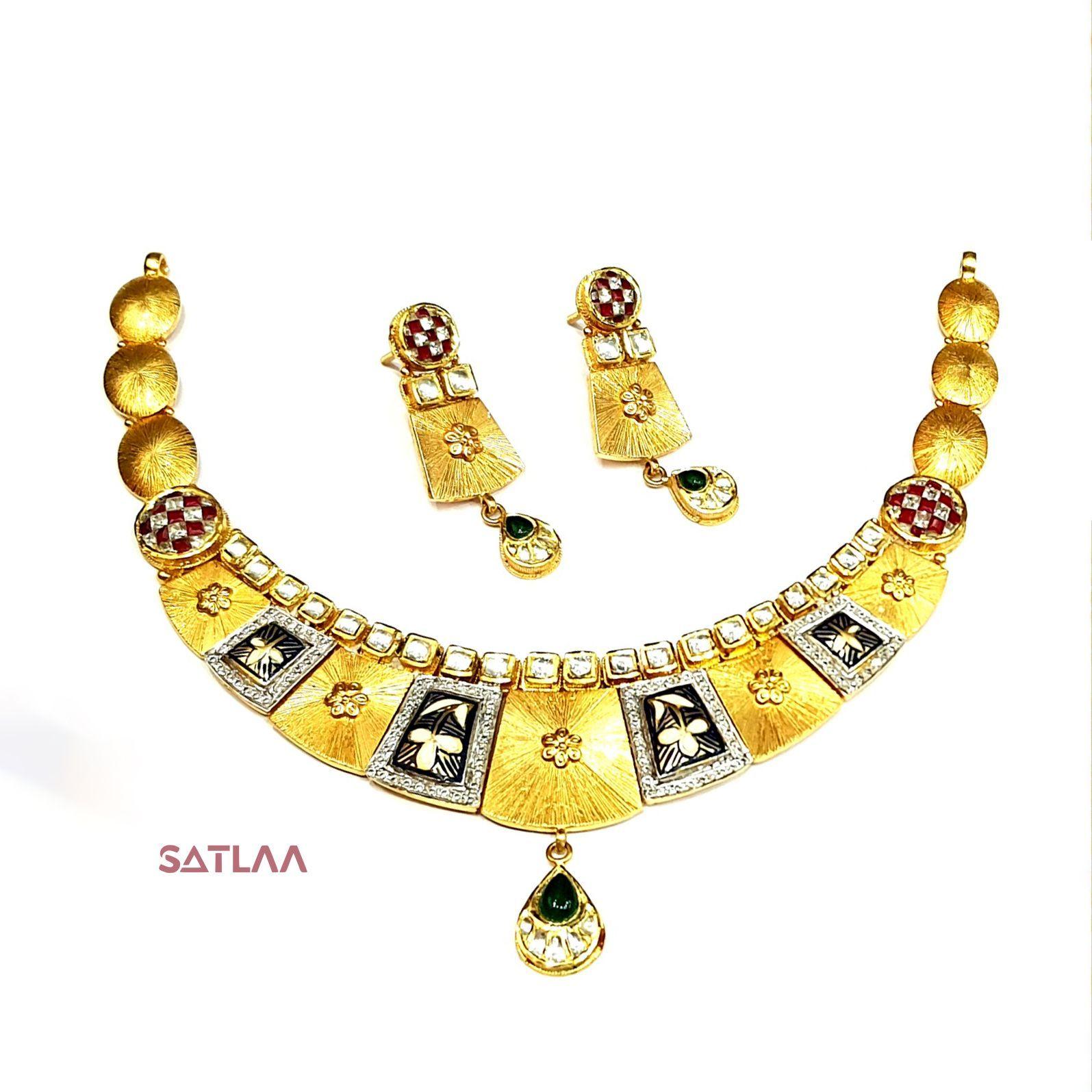 New and Latest Design of Satlaa Desi Indian Rajasthani Gold Necklace 