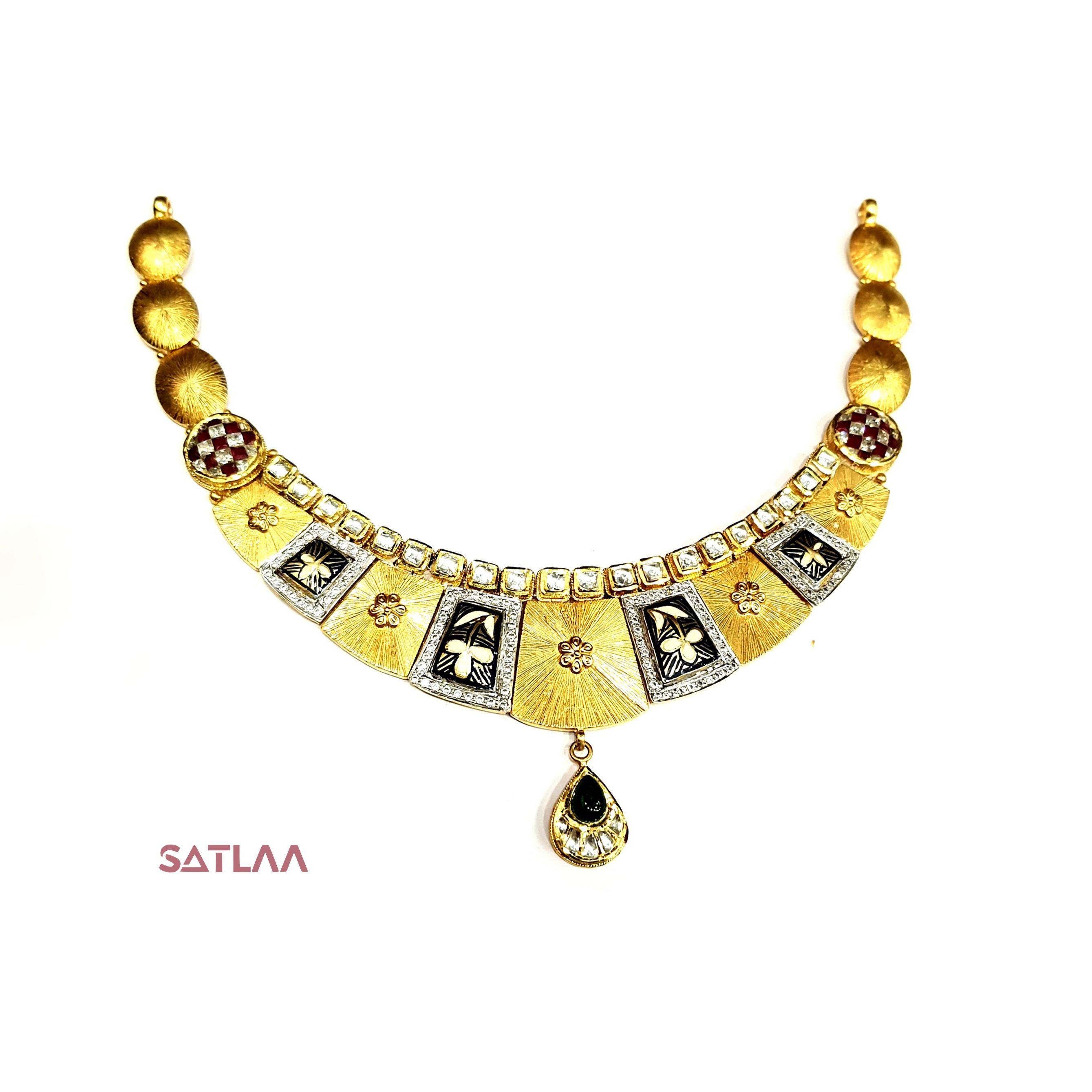 New and Latest Design of Satlaa Desi Indian Rajasthani Gold Necklace 